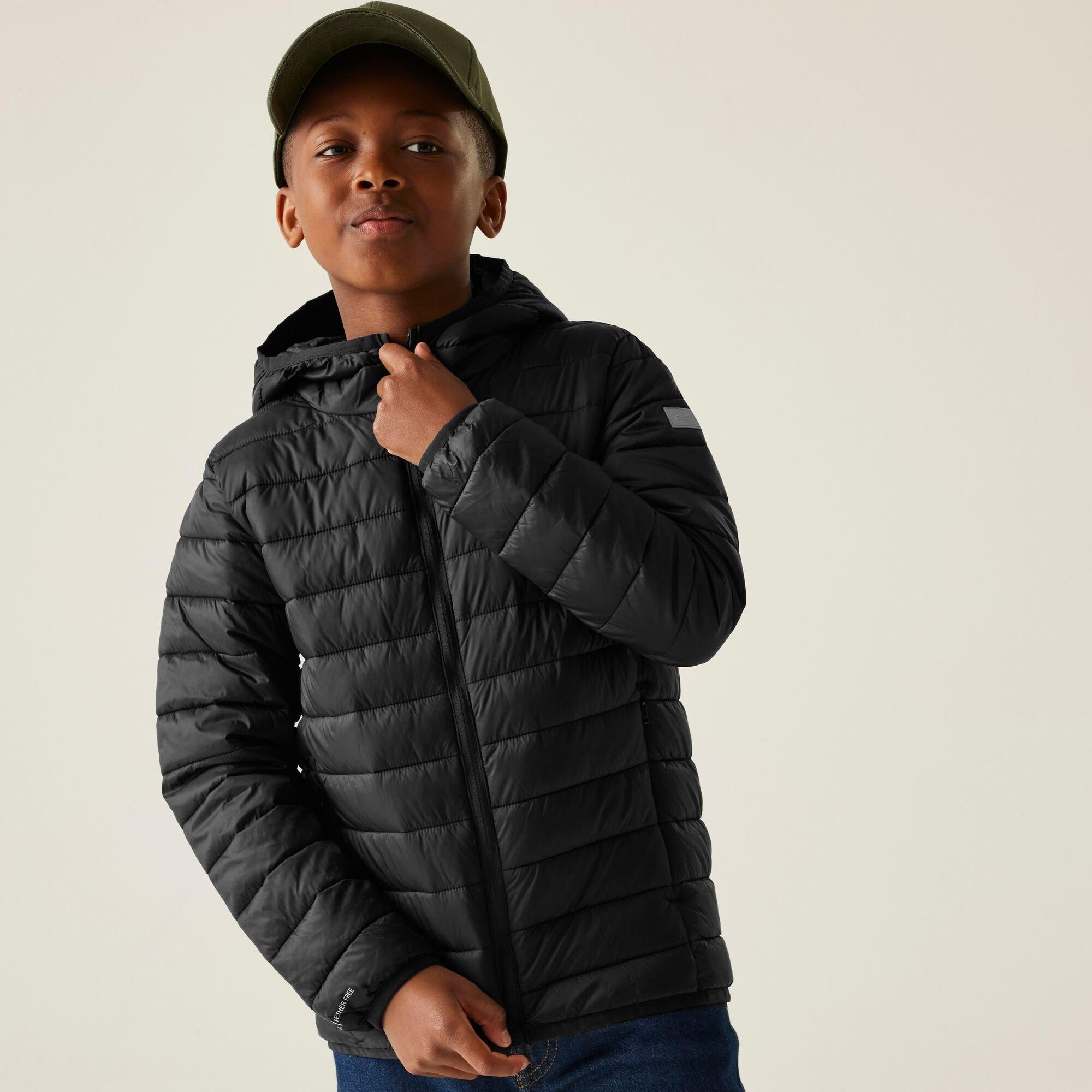 Black - Regatta - Unisex Kids Marizion Water Resistant Long Sleeve Quilted Jacket - 4