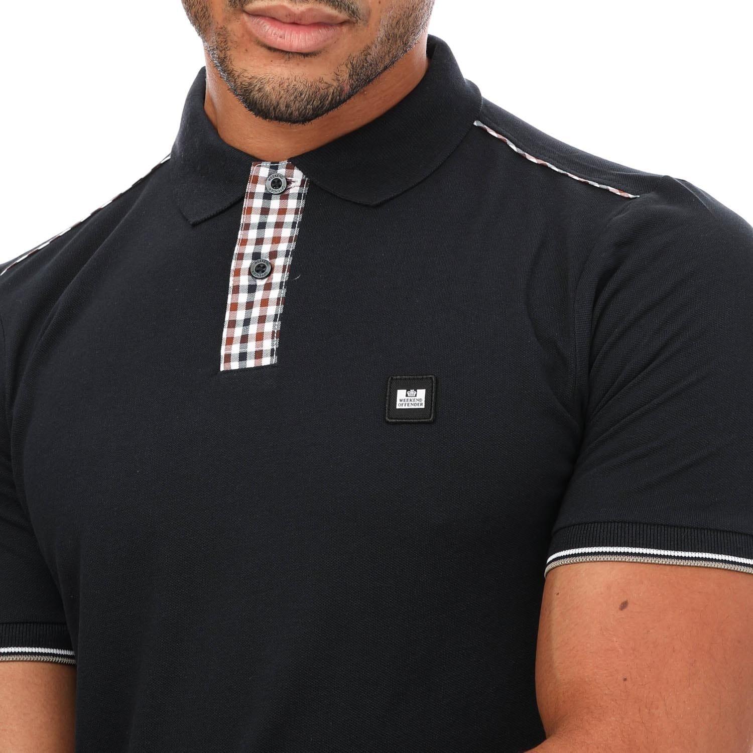 Navy - Weekend Offender - Teresina Check Trim Polo Shirt - 3