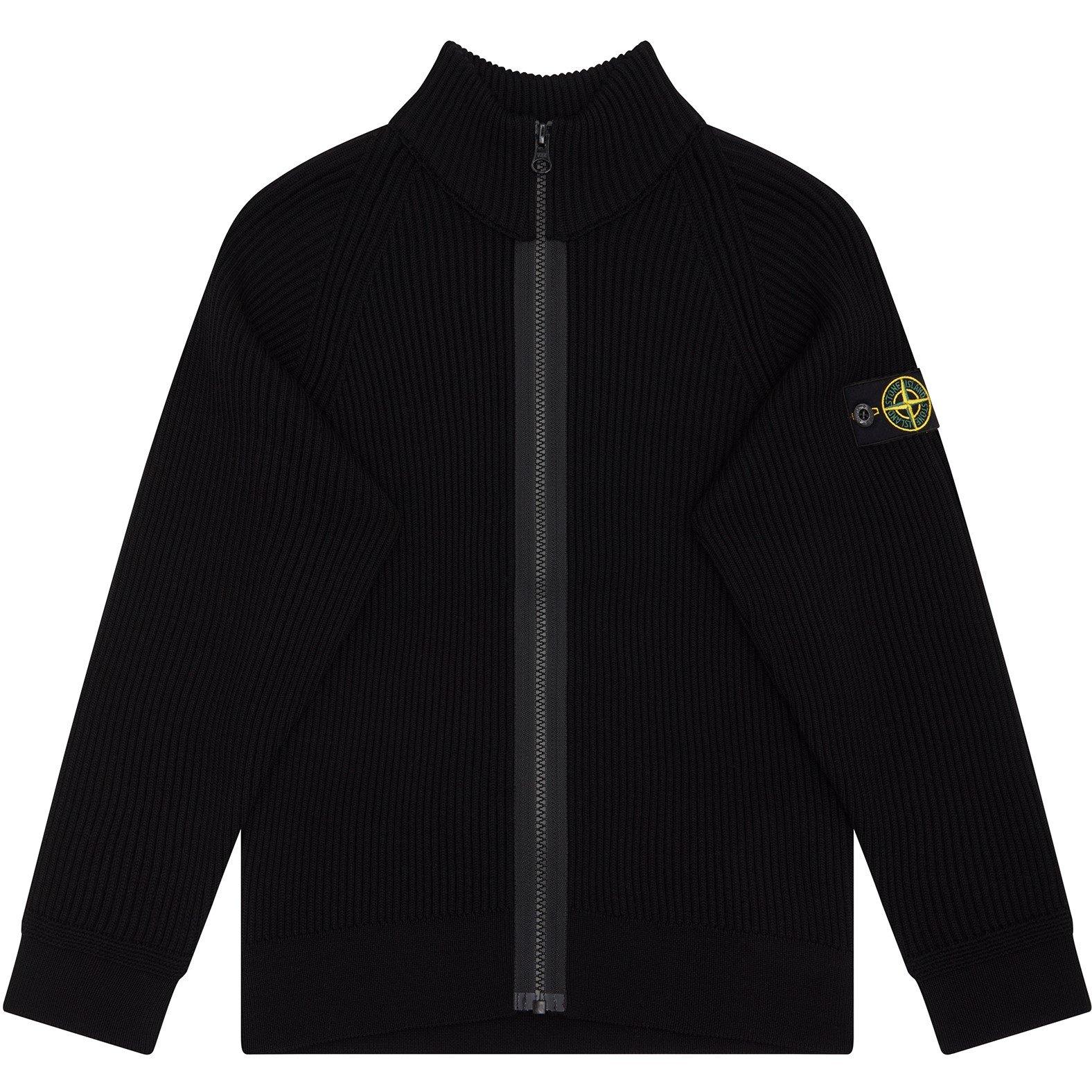 Black V0029 - Stone Island - Knitted Rib Cardigan Juniors - 1