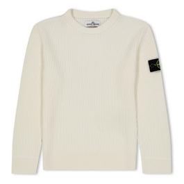 Stone Island Crew Neck Ribbed Knit Sweatshirt Junior Boys