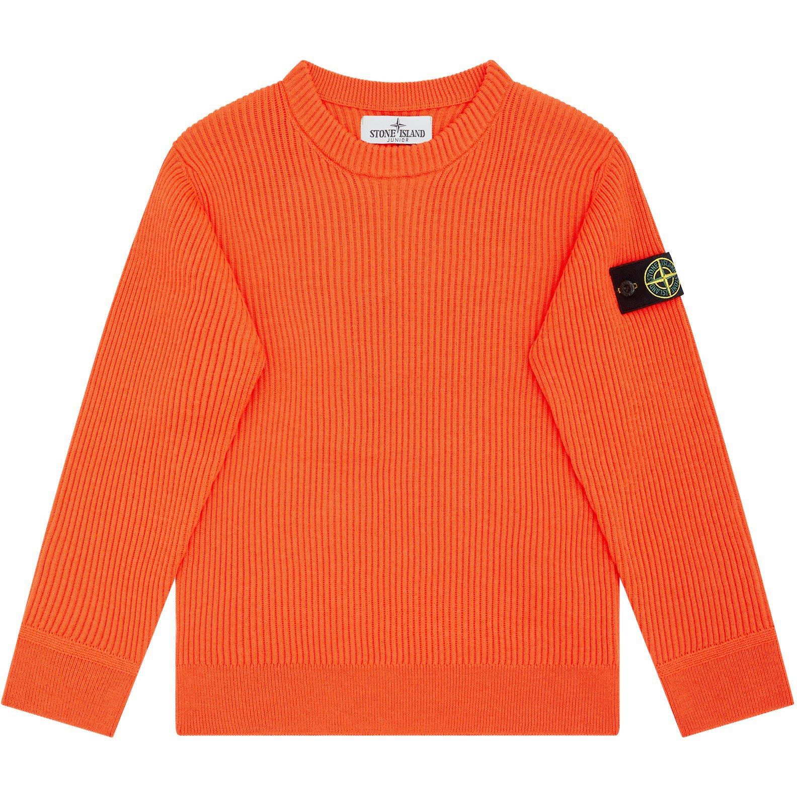 Stone Island Crew Neck Ribbed Knit Sweatshirt Junior Boys Knitted Tops Cruise Fashion