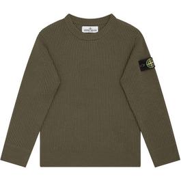 Stone Island Crew Neck Ribbed Knit Sweatshirt Junior Boys