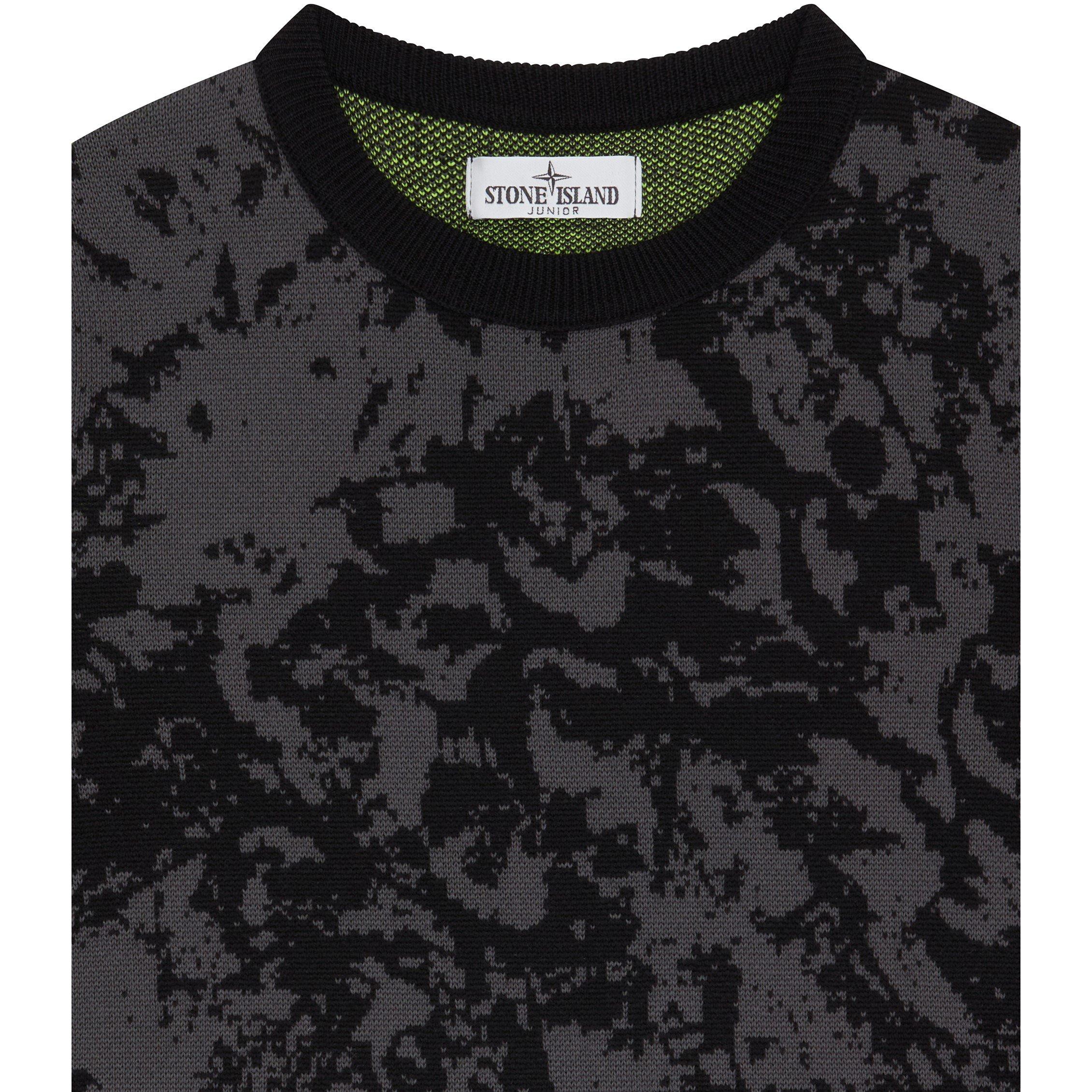 Black V0029 - Stone Island - Camo Knit Crew Neck Sweatshirt Juniors - 3