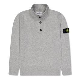 Stone Island Buttoned Knit Crew Sweater Juniors