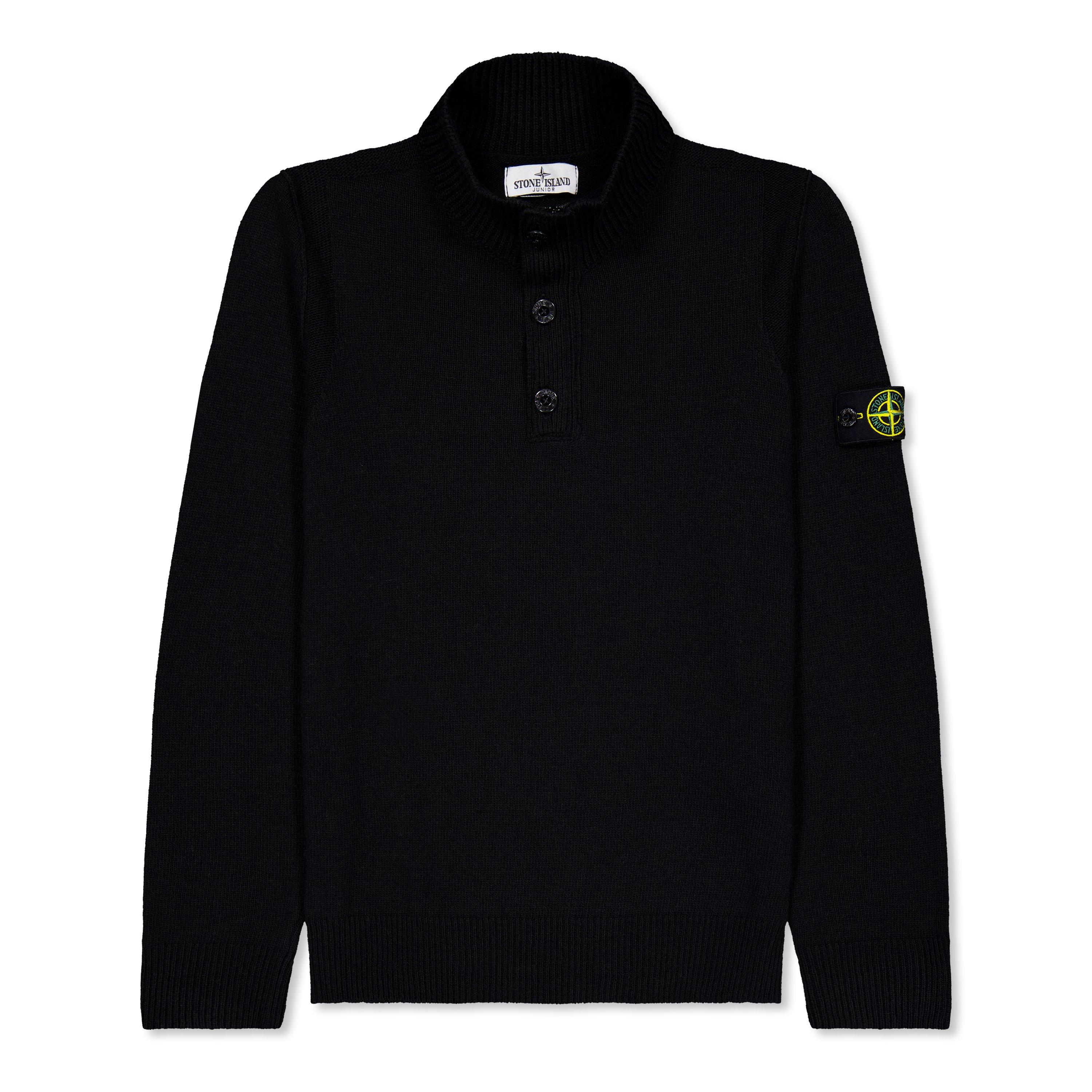 Black V0029 - Stone Island - Buttoned Knit Crew Sweater Juniors - 1