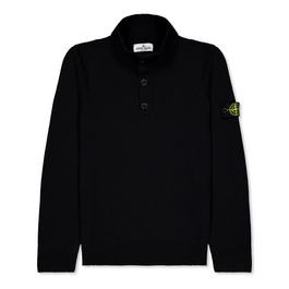 Stone Island Buttoned Knit Crew Sweater Juniors