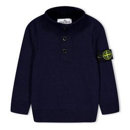 Stone Island Buttoned Knit Crew Sweater Juniors