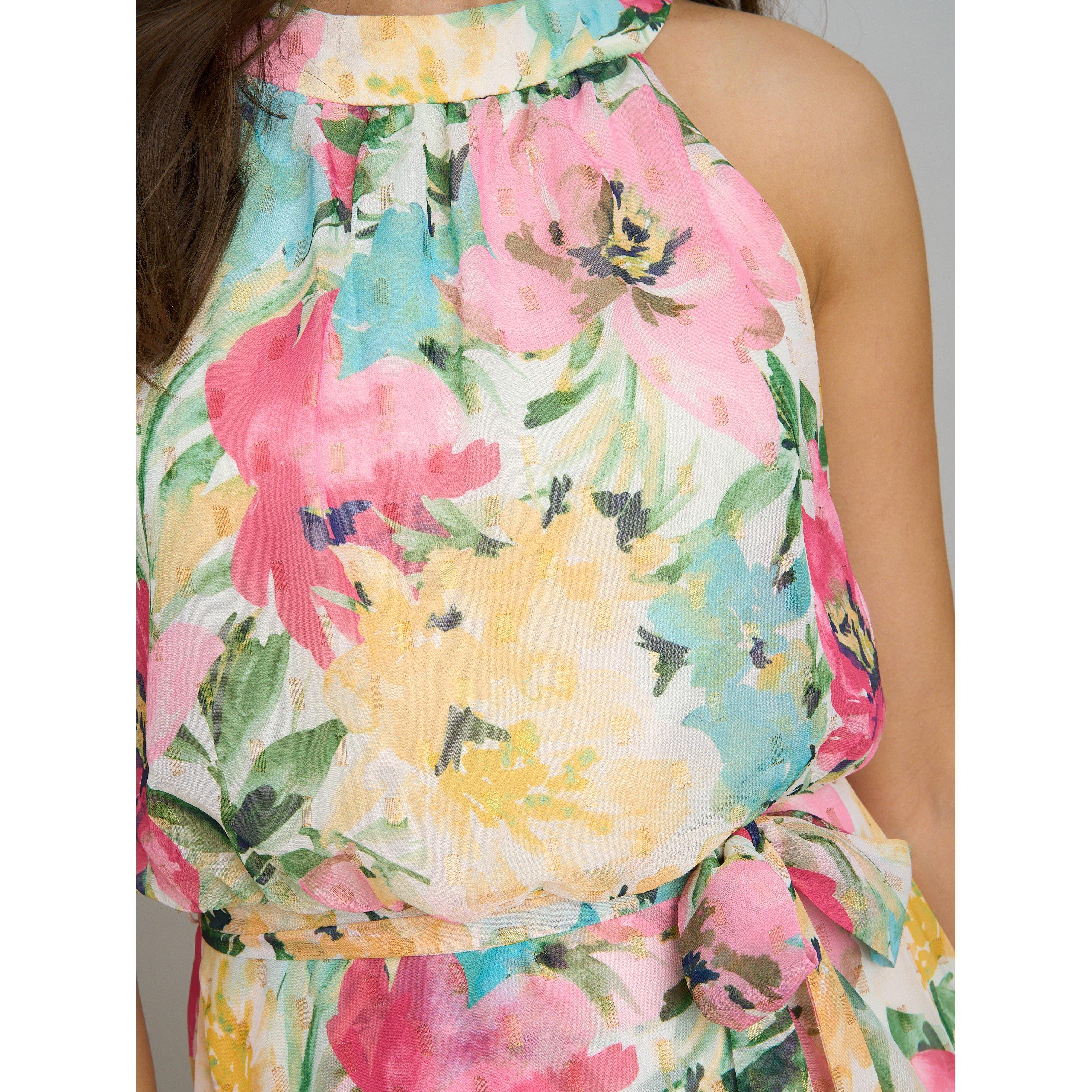 Multi - Gina Bacconi - Beatrice Lurex Chiffon Dress - 5