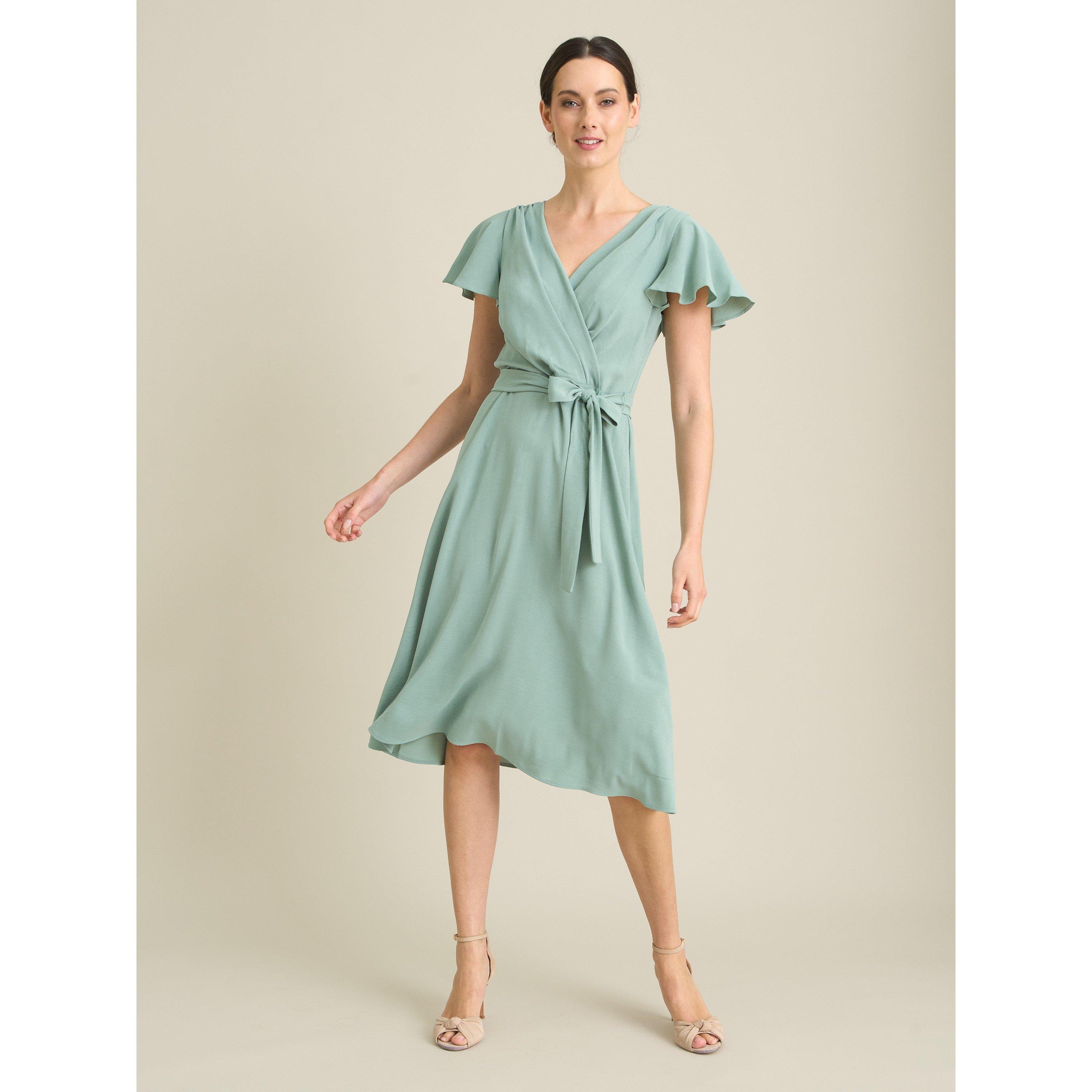 Aqua - Gina Bacconi - Peppa Tie Waist V Neck Faux Wrap Dress - 1
