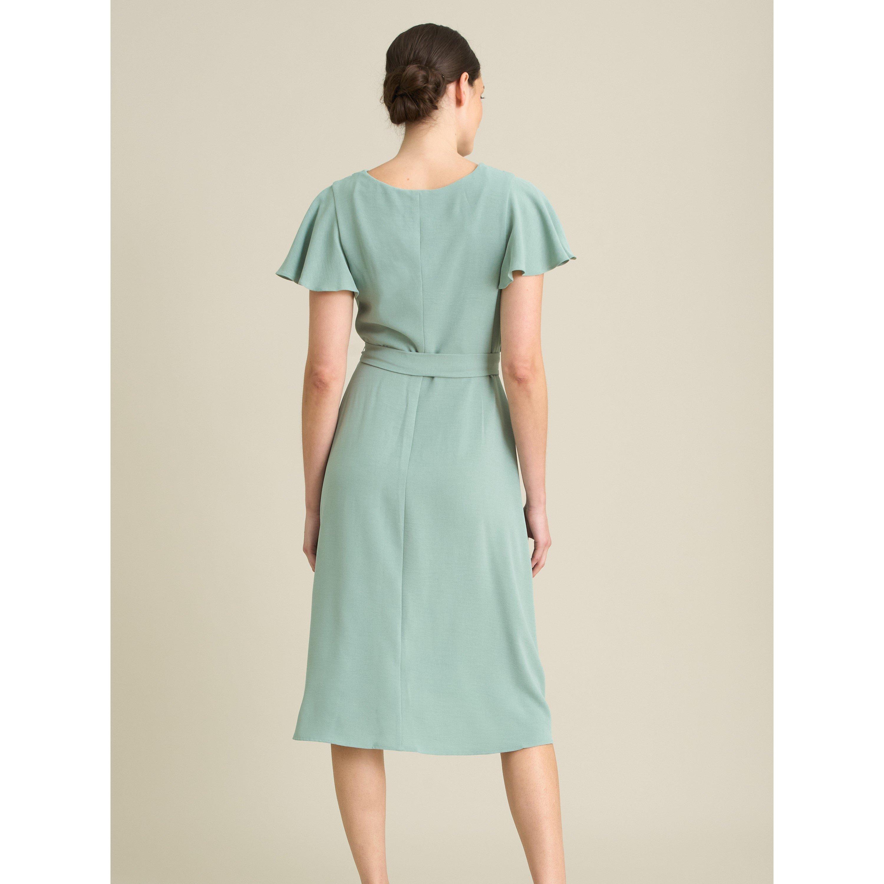 Aqua - Gina Bacconi - Peppa Tie Waist V Neck Faux Wrap Dress - 2