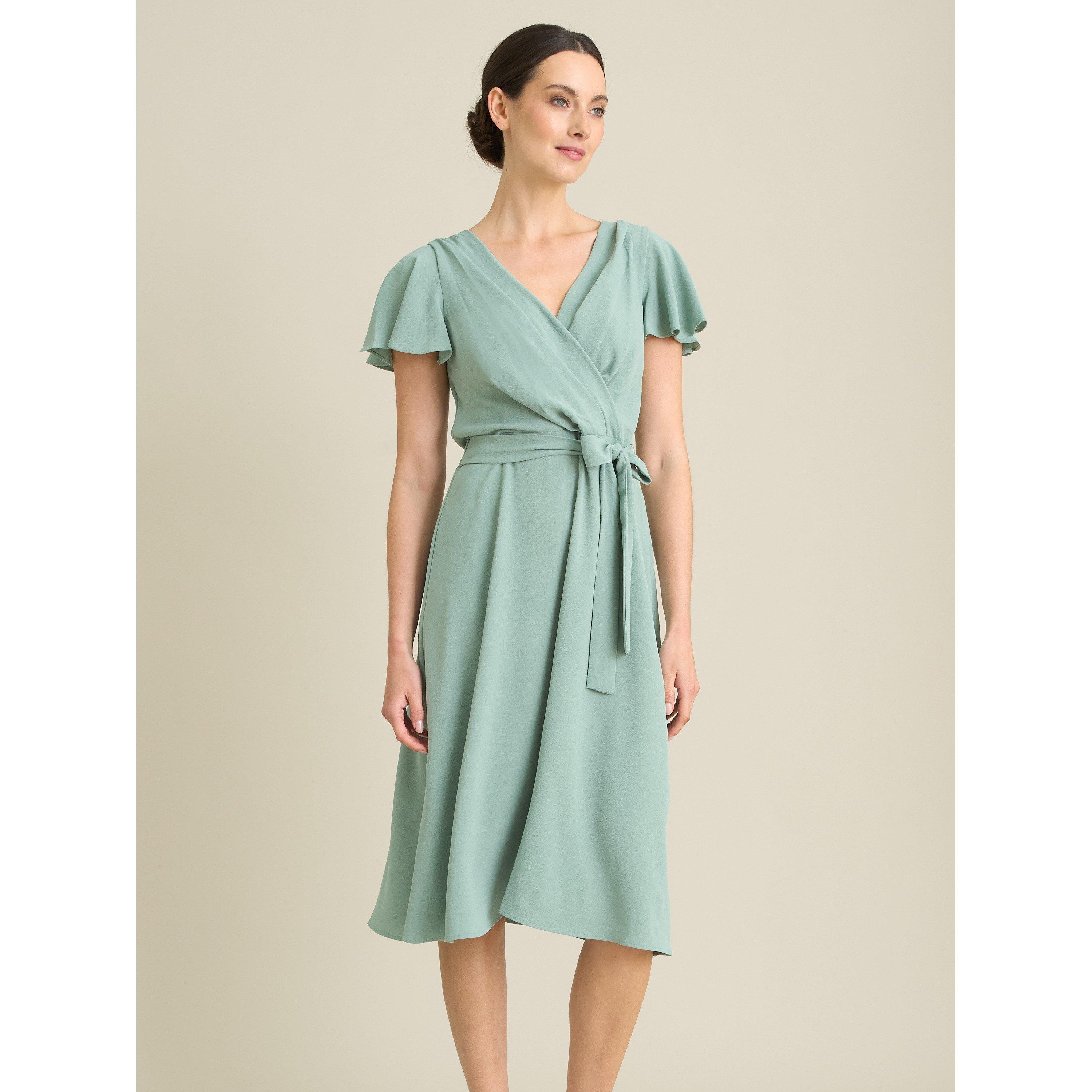 Aqua - Gina Bacconi - Peppa Tie Waist V Neck Faux Wrap Dress - 3