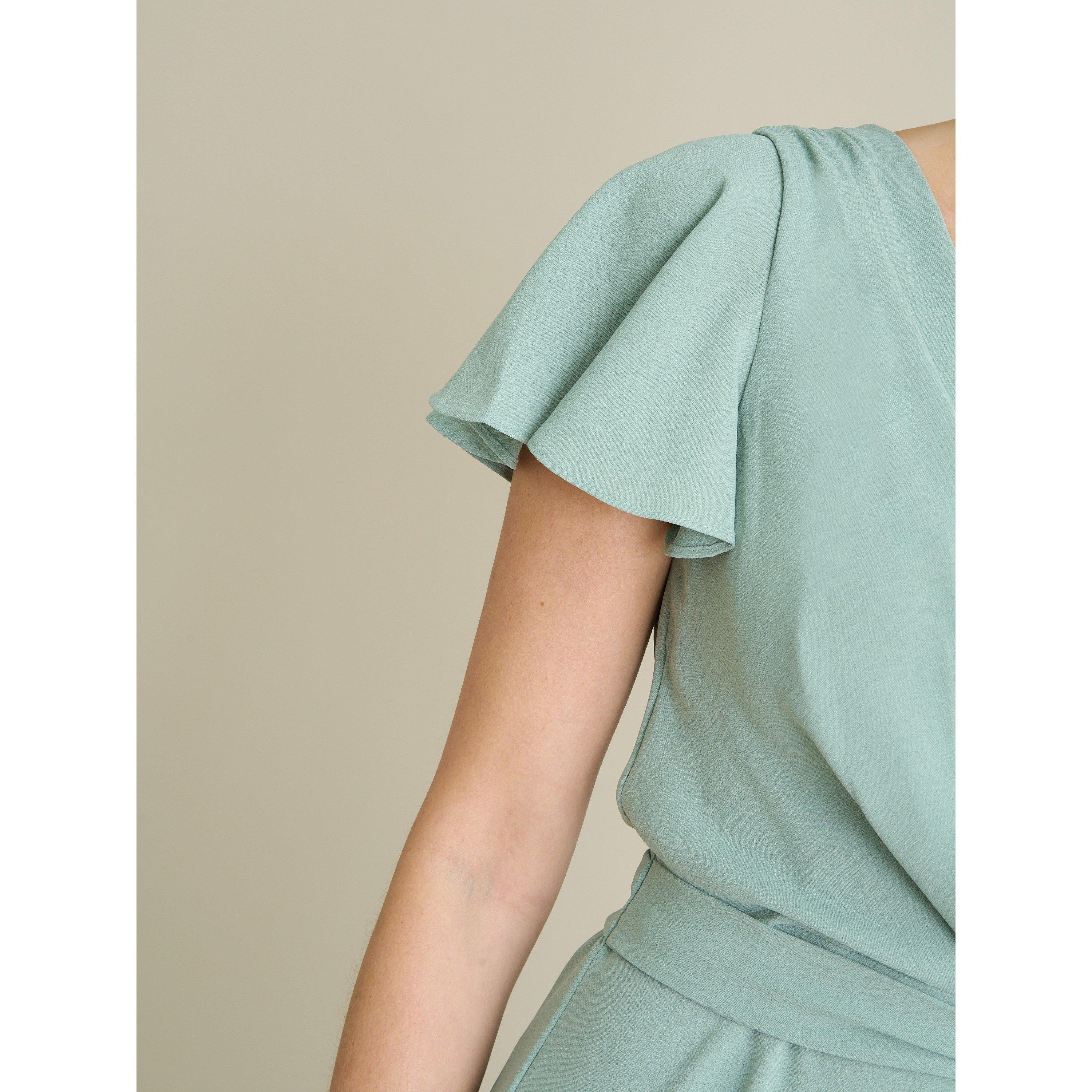 Aqua - Gina Bacconi - Peppa Tie Waist V Neck Faux Wrap Dress - 5