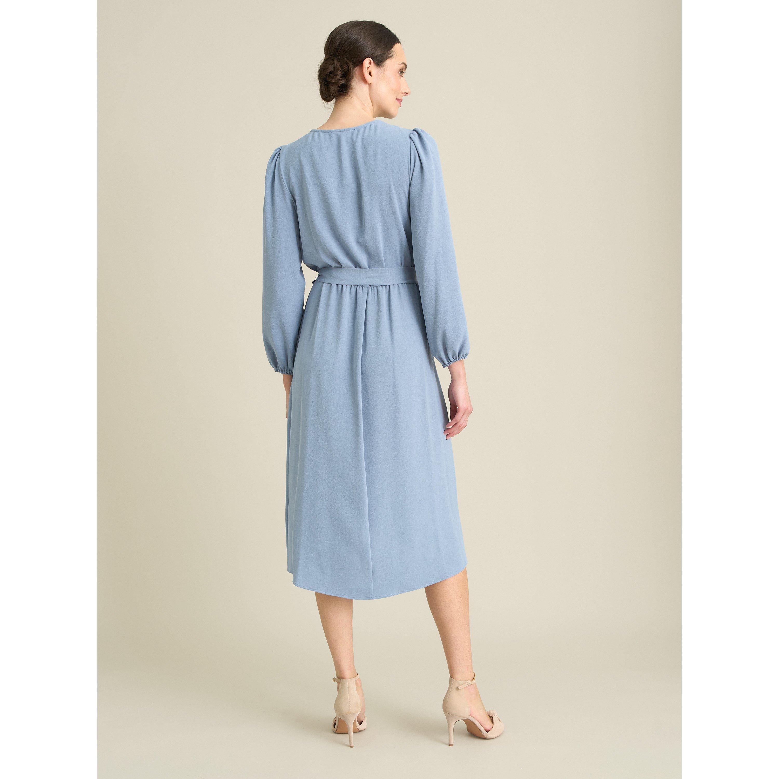 Sky - Gina Bacconi - Peyton Bow Wrap Long Sleeve Midi Dress - 2