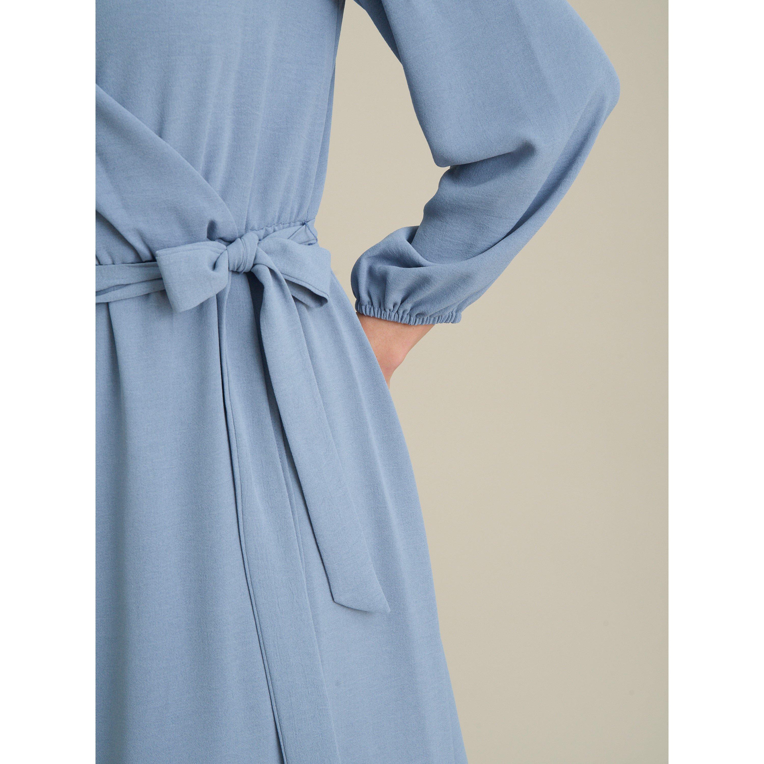 Sky - Gina Bacconi - Peyton Bow Wrap Long Sleeve Midi Dress - 5