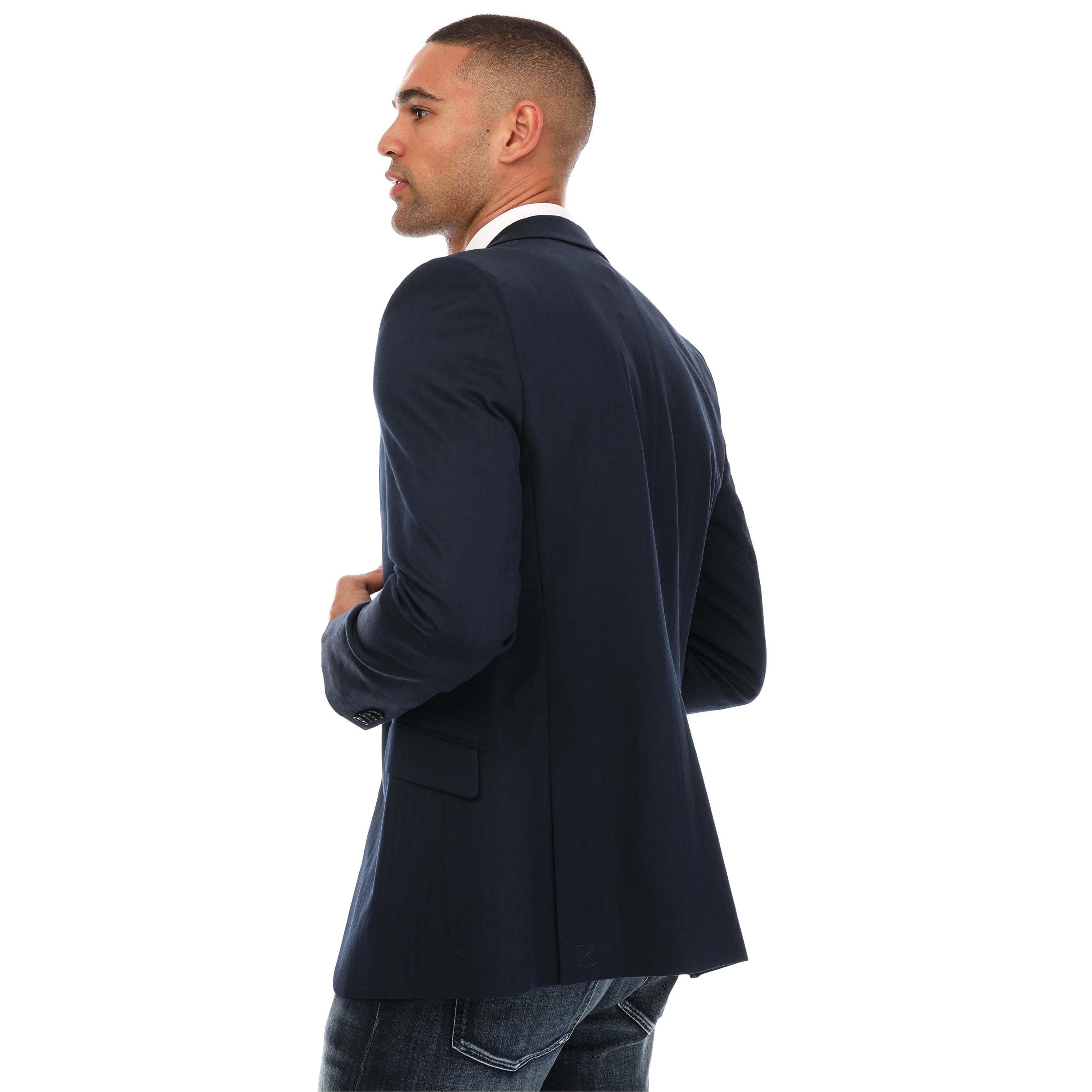 Navy - Ted Baker - Shakerj Slim Fit Cotton Linen Jacket - 2