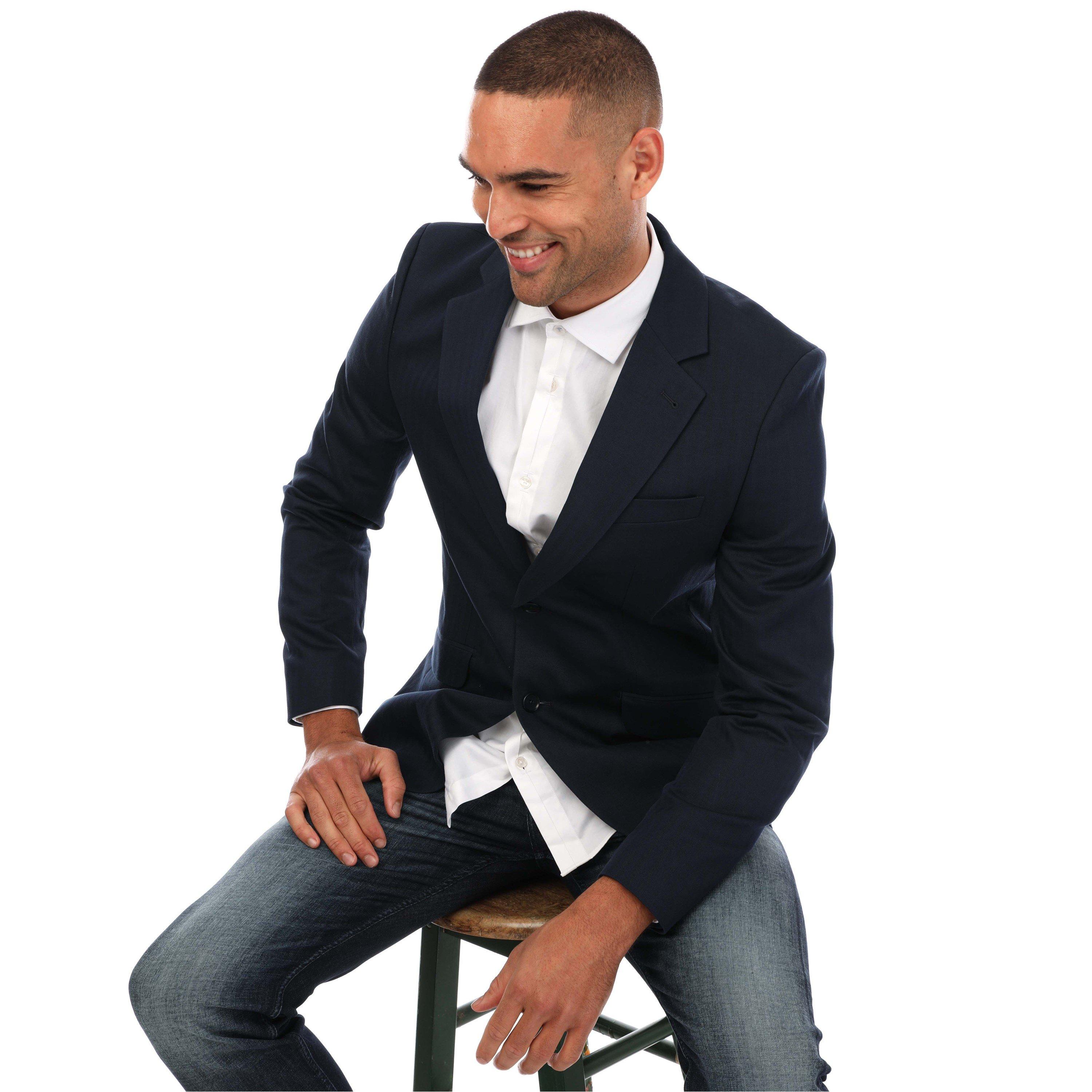 Navy - Ted Baker - Shakerj Slim Fit Cotton Linen Jacket - 4