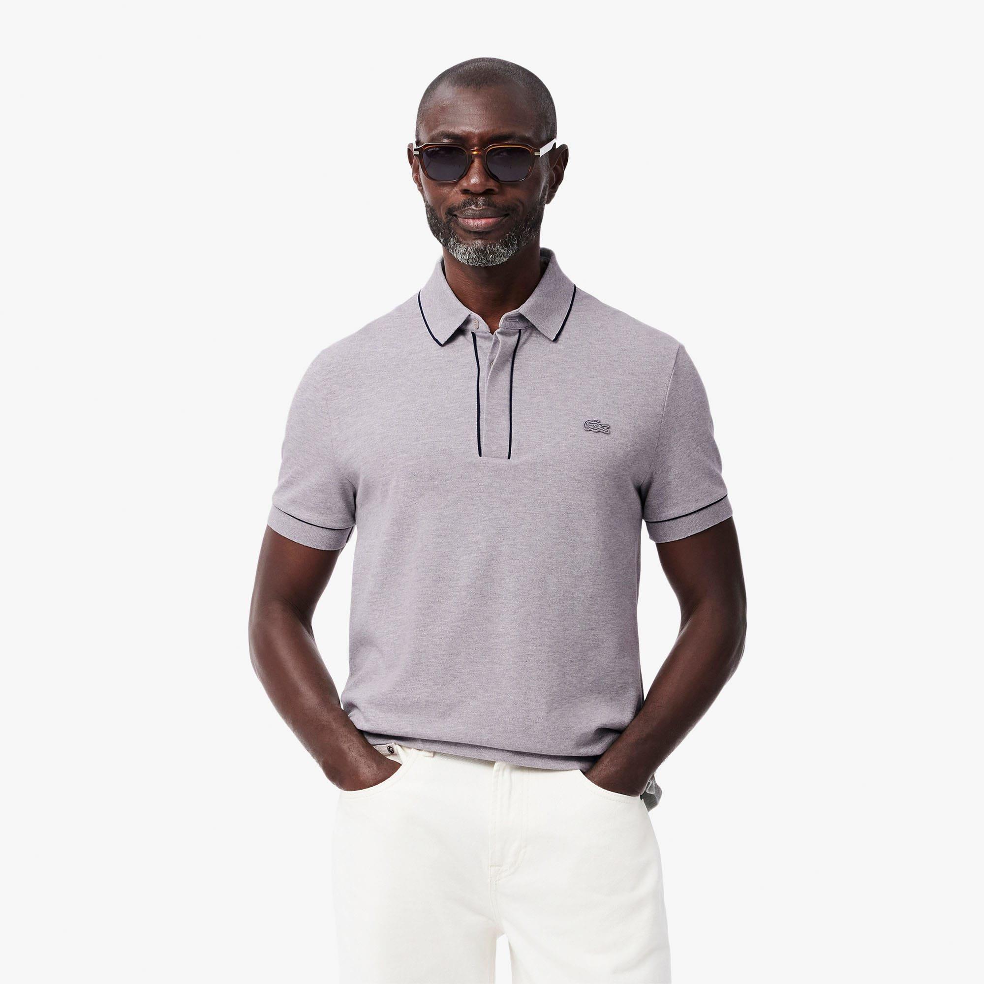 Grey - Lacoste - Regular Fit Paris Stretch Piqu¿ Polo Shirt - 2