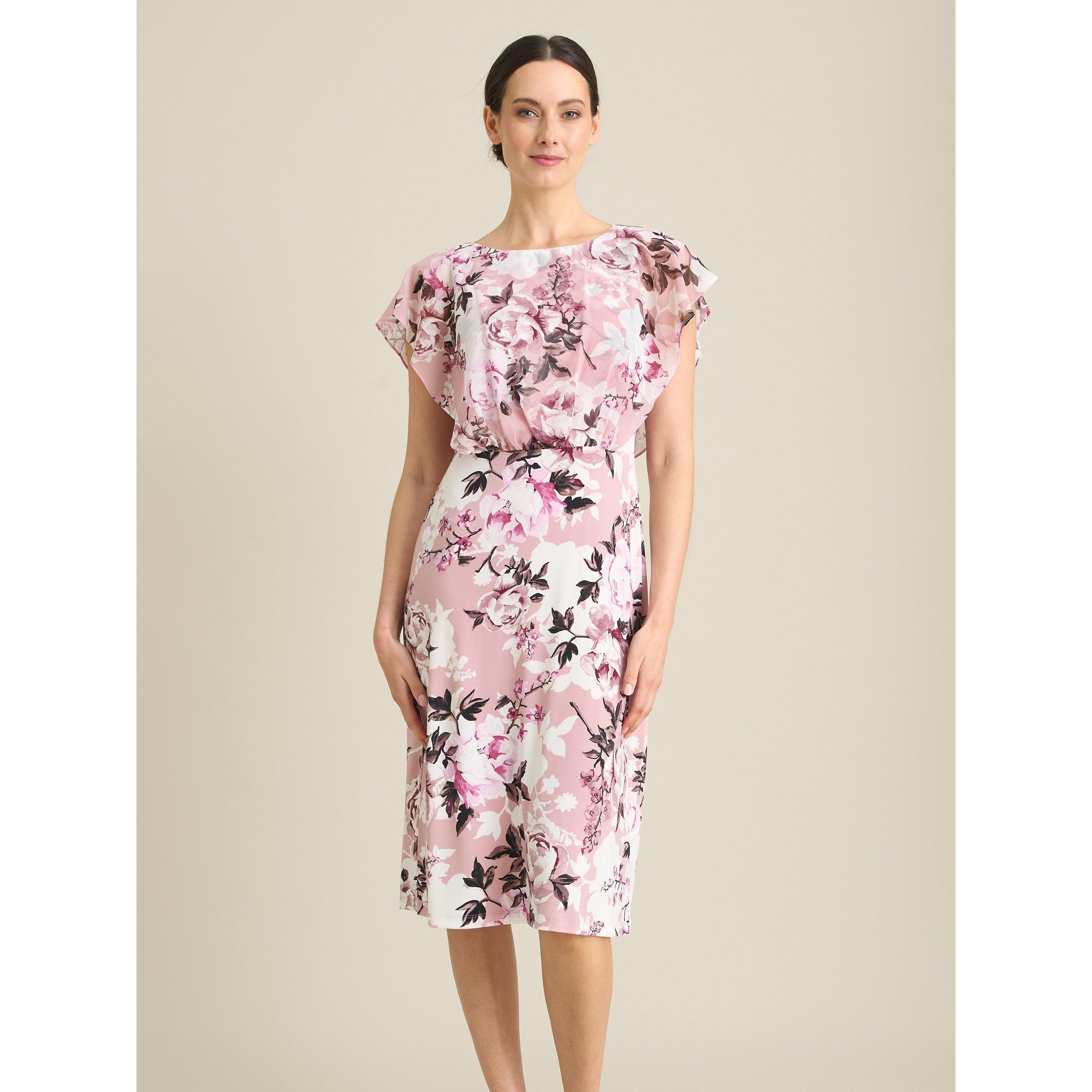 Dark Rose - Gina Bacconi - Raegan Chiffon Overlay Print Dress - 1