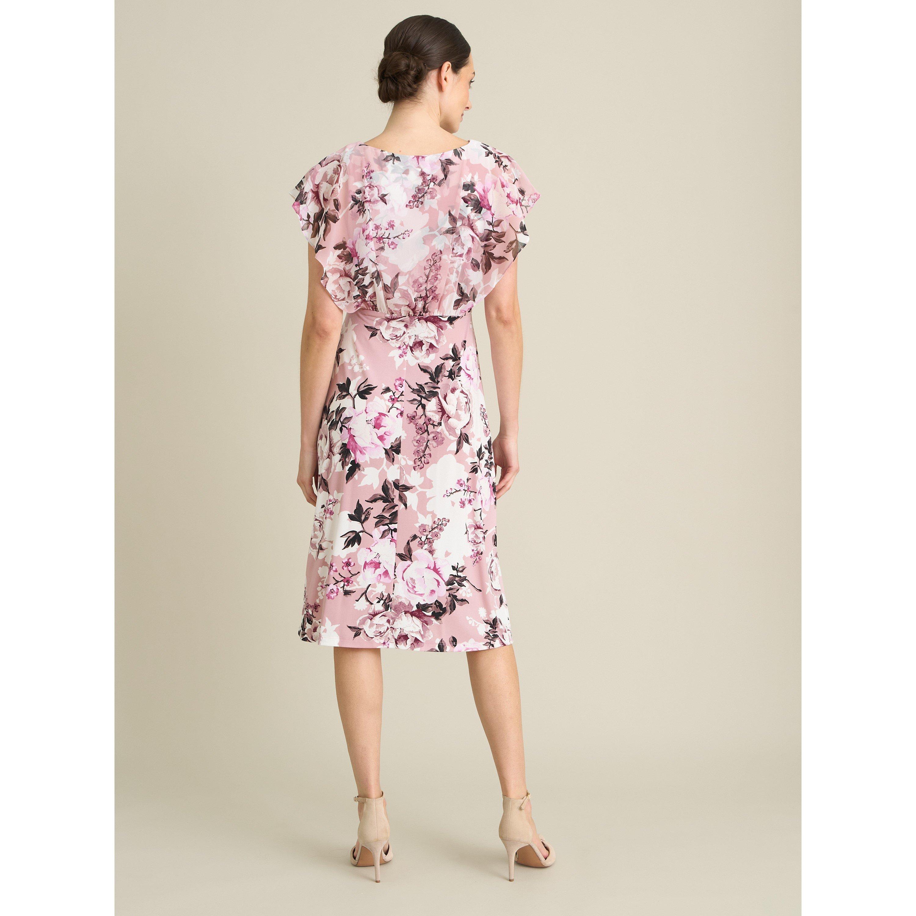 Dark Rose - Gina Bacconi - Raegan Chiffon Overlay Print Dress - 2