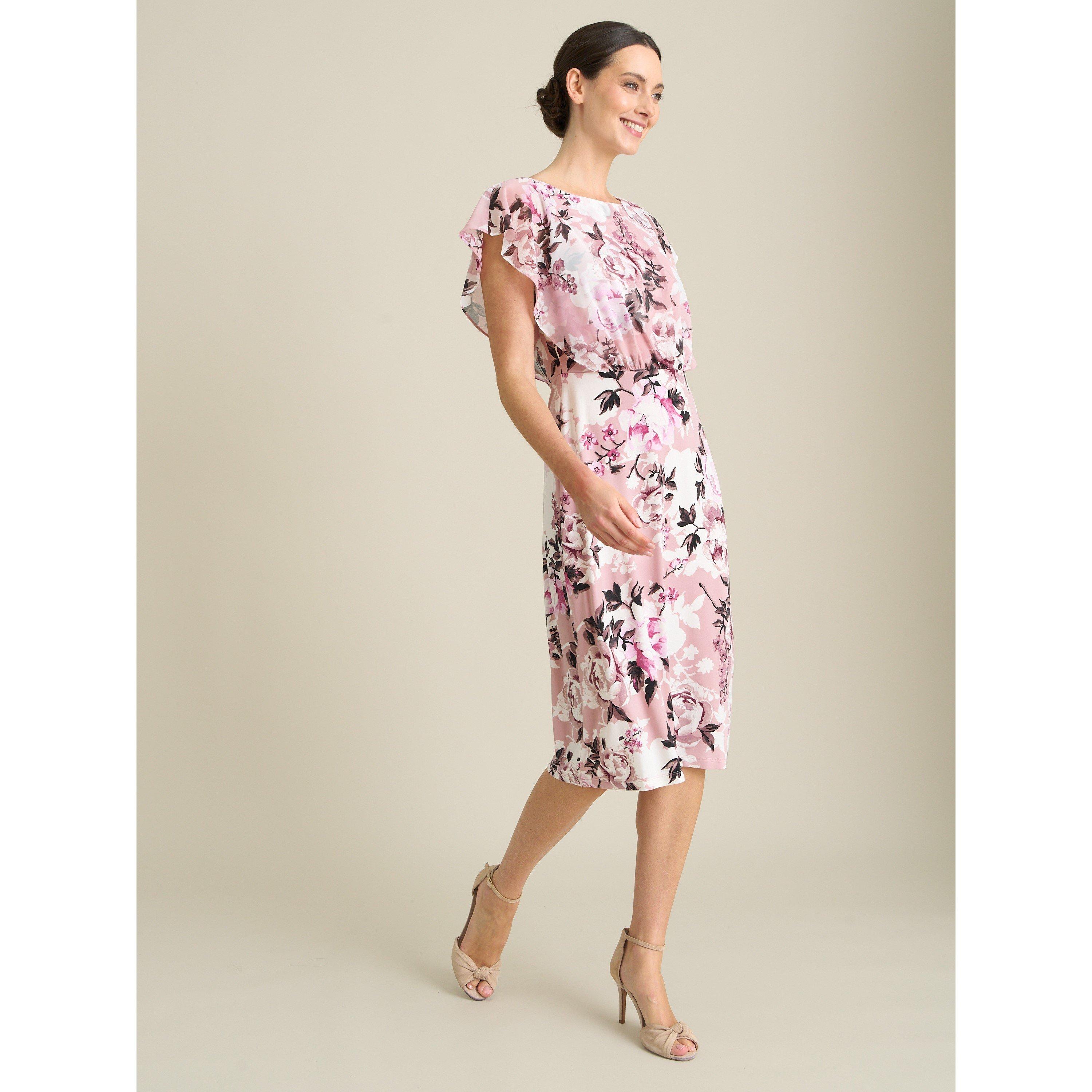 Dark Rose - Gina Bacconi - Raegan Chiffon Overlay Print Dress - 3