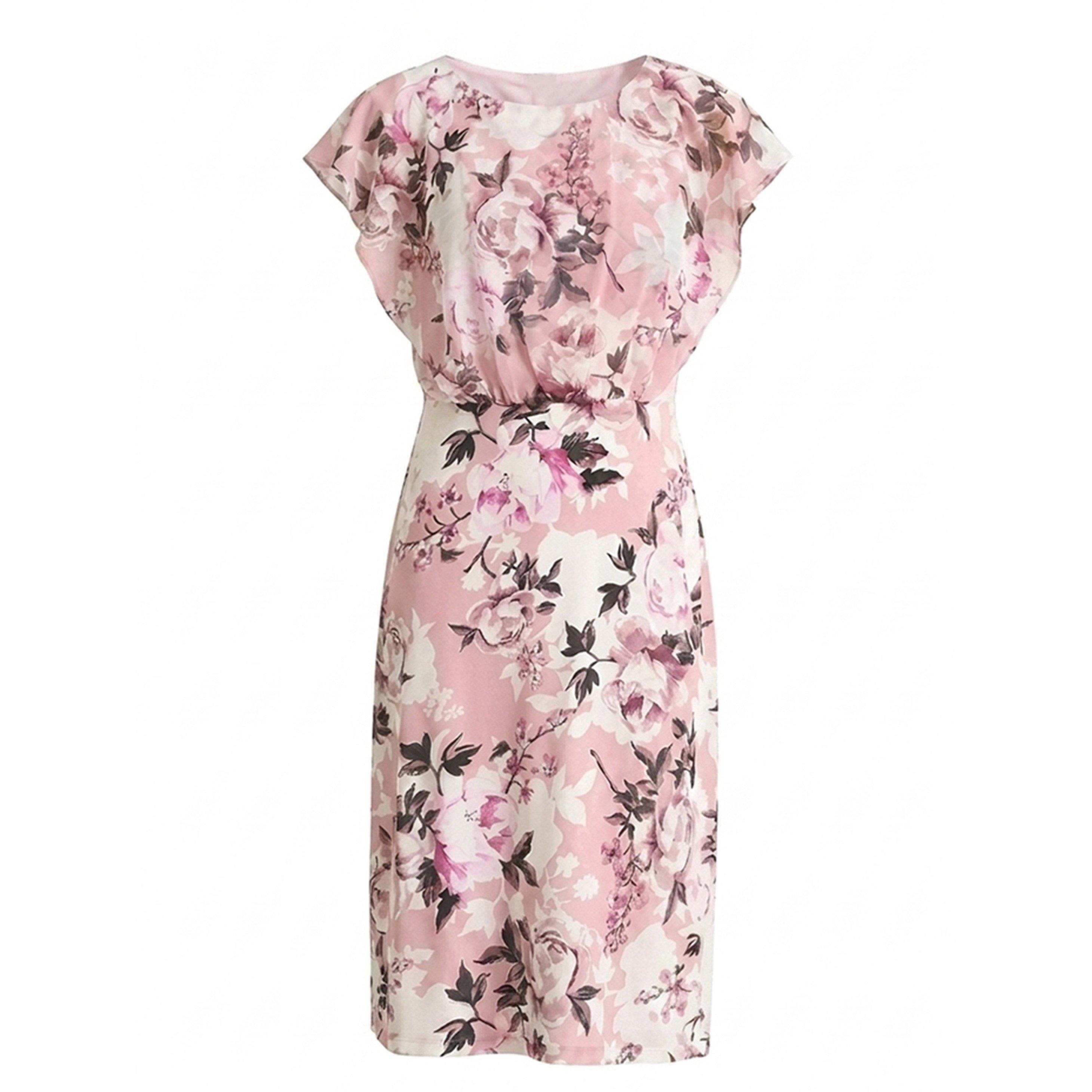 Dark Rose - Gina Bacconi - Raegan Chiffon Overlay Print Dress - 4