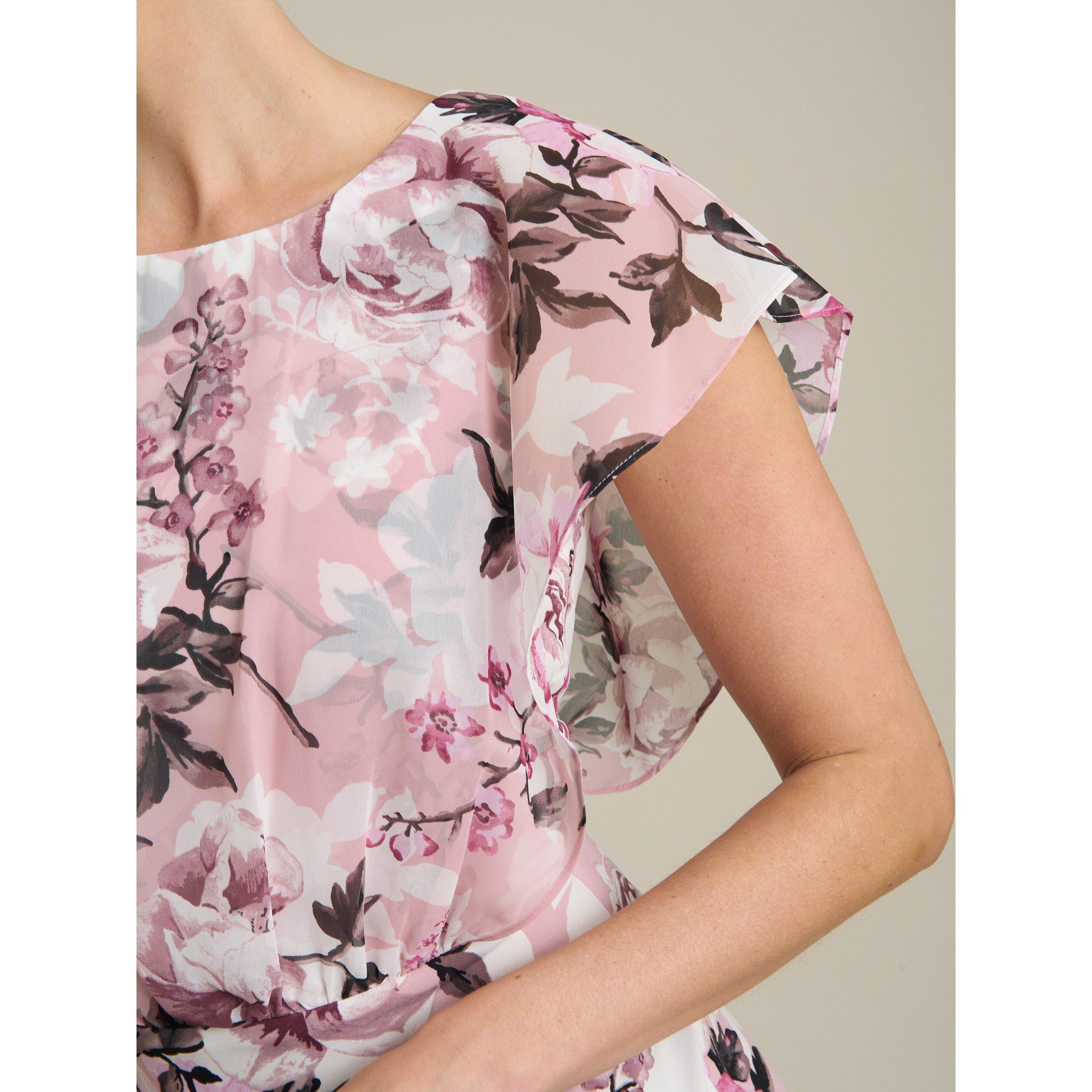 Dark Rose - Gina Bacconi - Raegan Chiffon Overlay Print Dress - 5