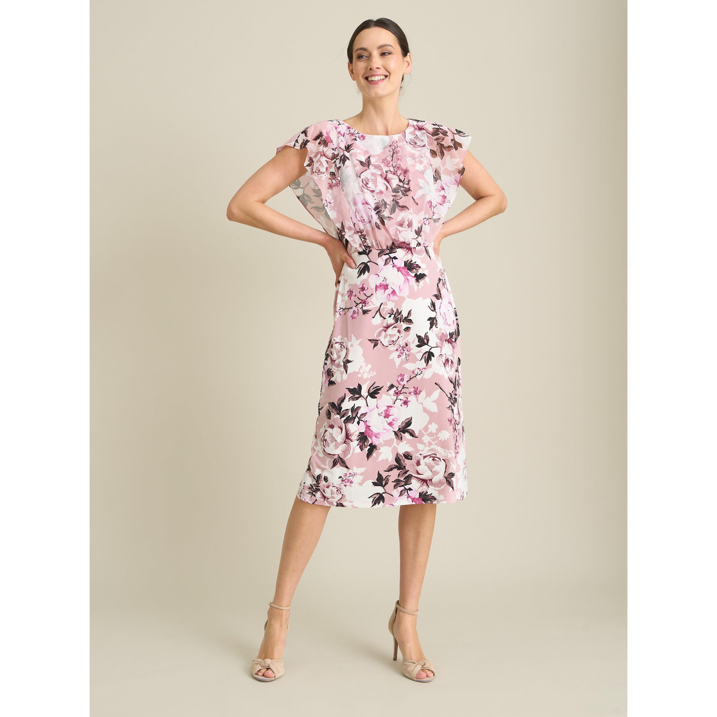 Dark Rose - Gina Bacconi - Raegan Chiffon Overlay Print Dress - 6
