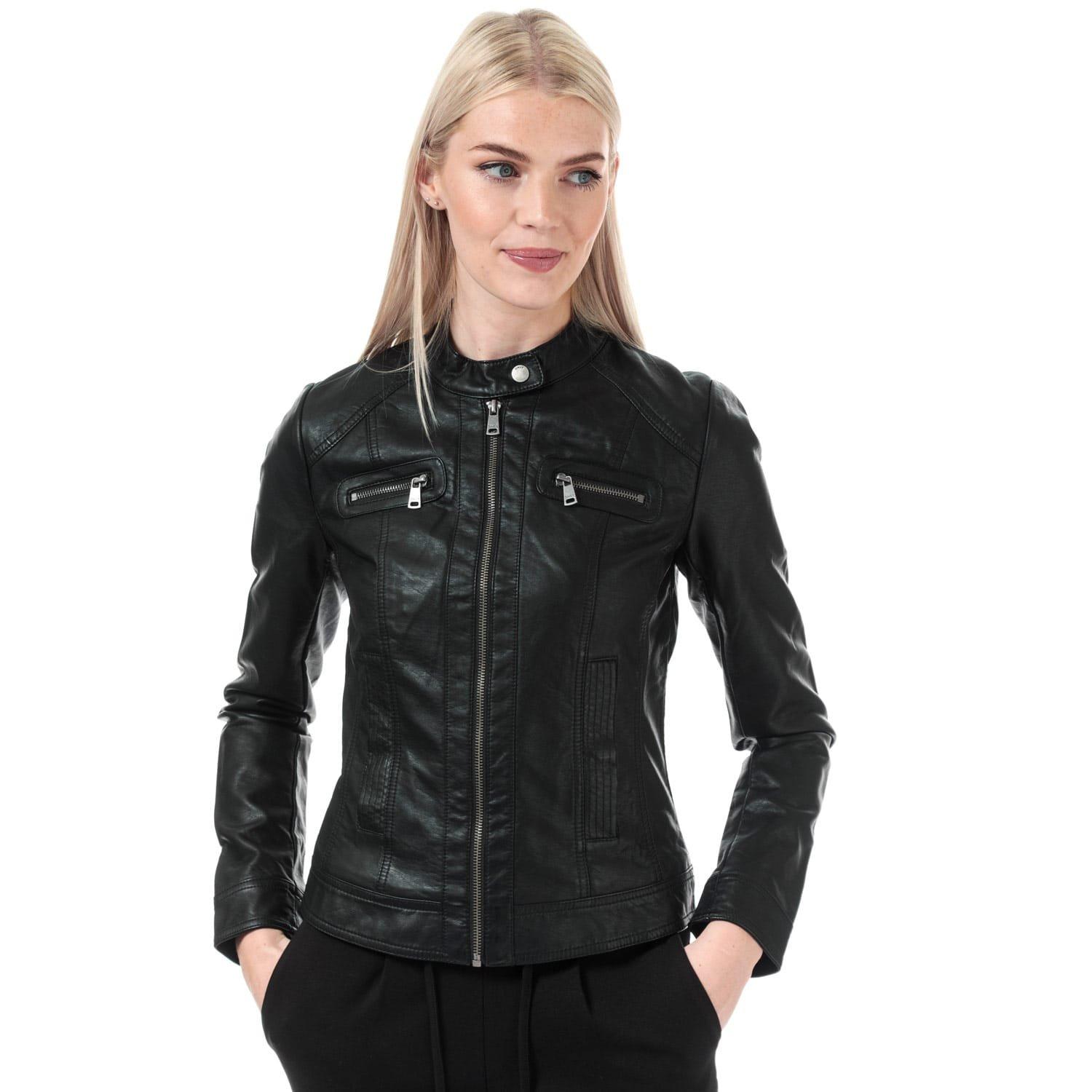 Black - Only - Bandit Faux Leather Biker Jacket - 1