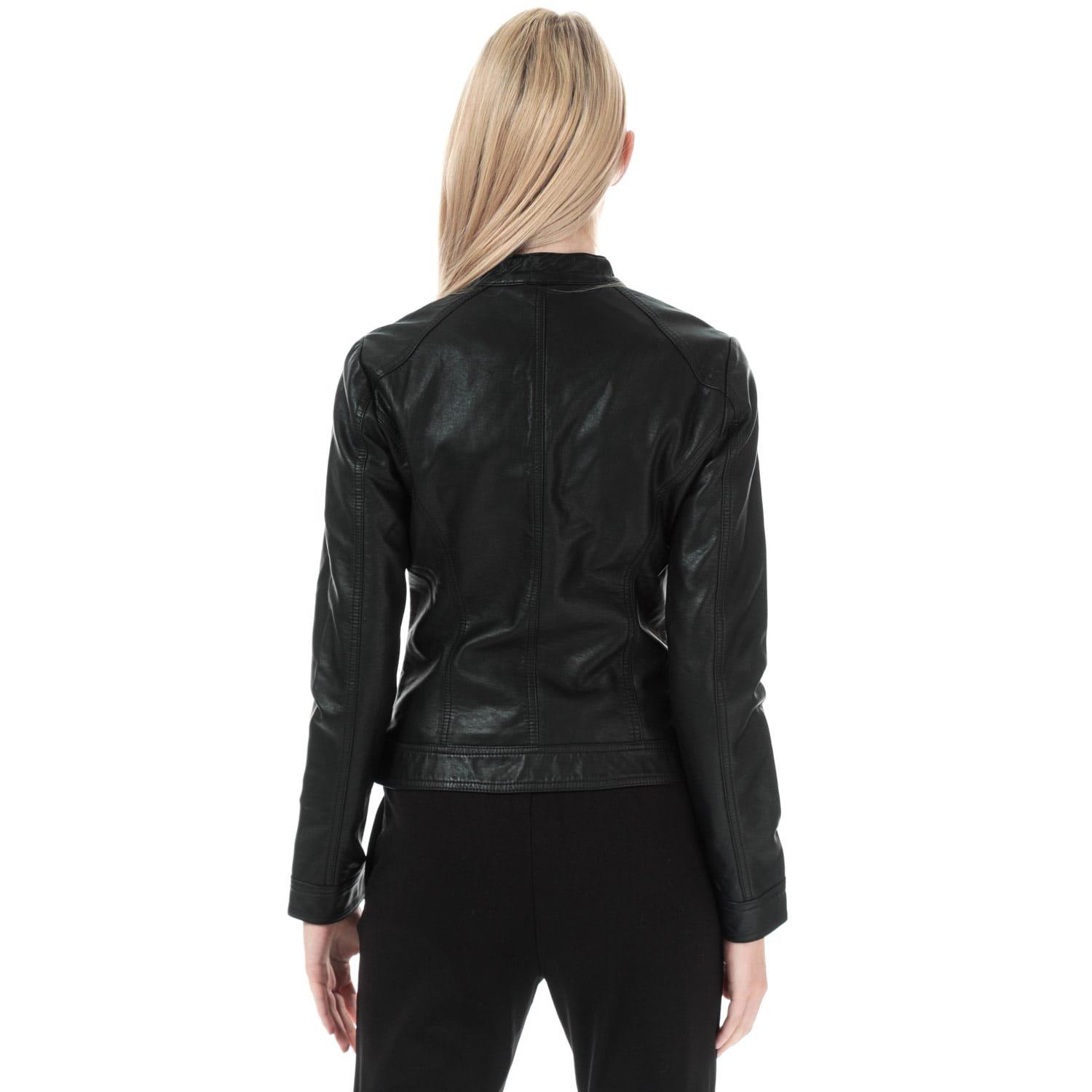 Black - Only - Bandit Faux Leather Biker Jacket - 2