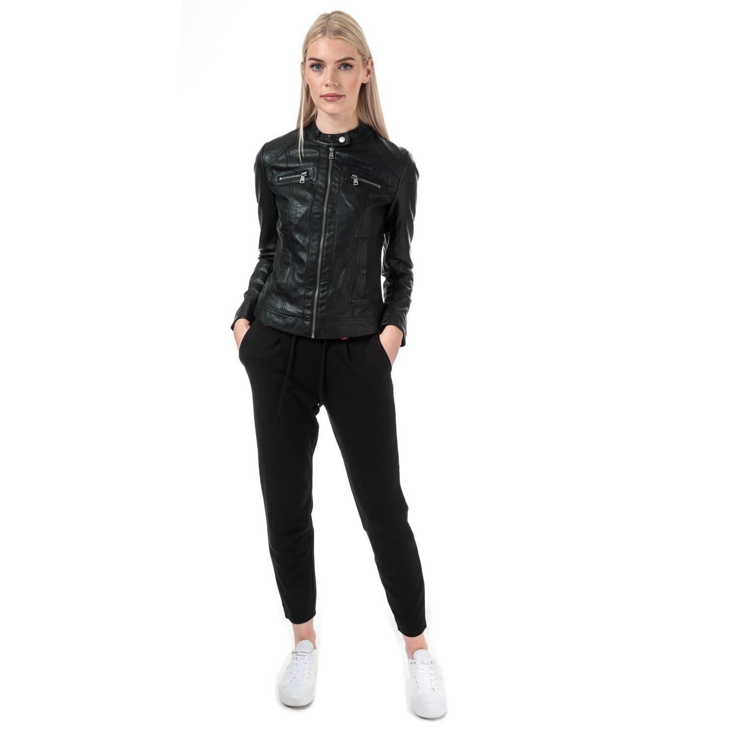 Black - Only - Bandit Faux Leather Biker Jacket - 3