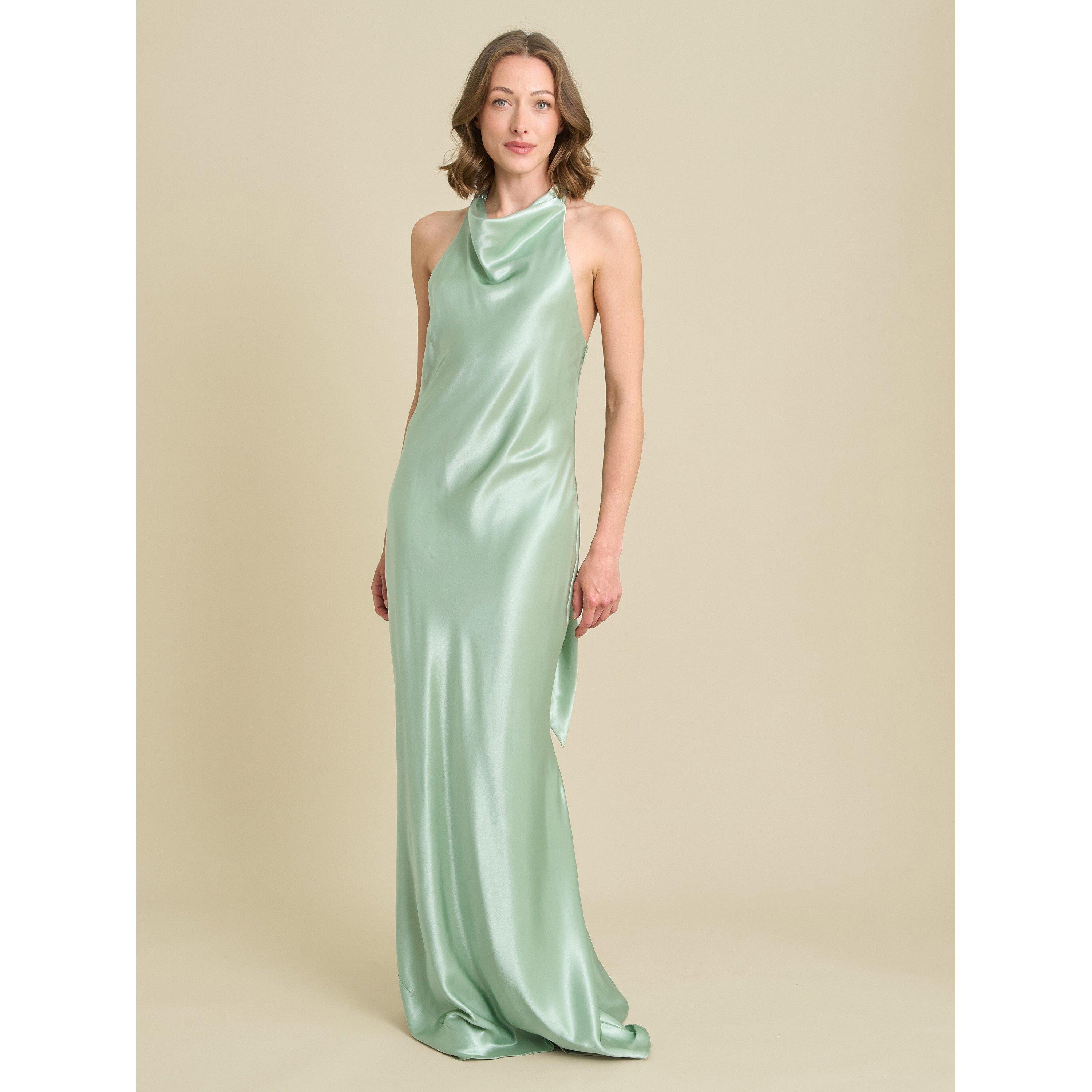Sage - Gina Bacconi - Chassidy Satin Halter Neck Maxi Dress - 1