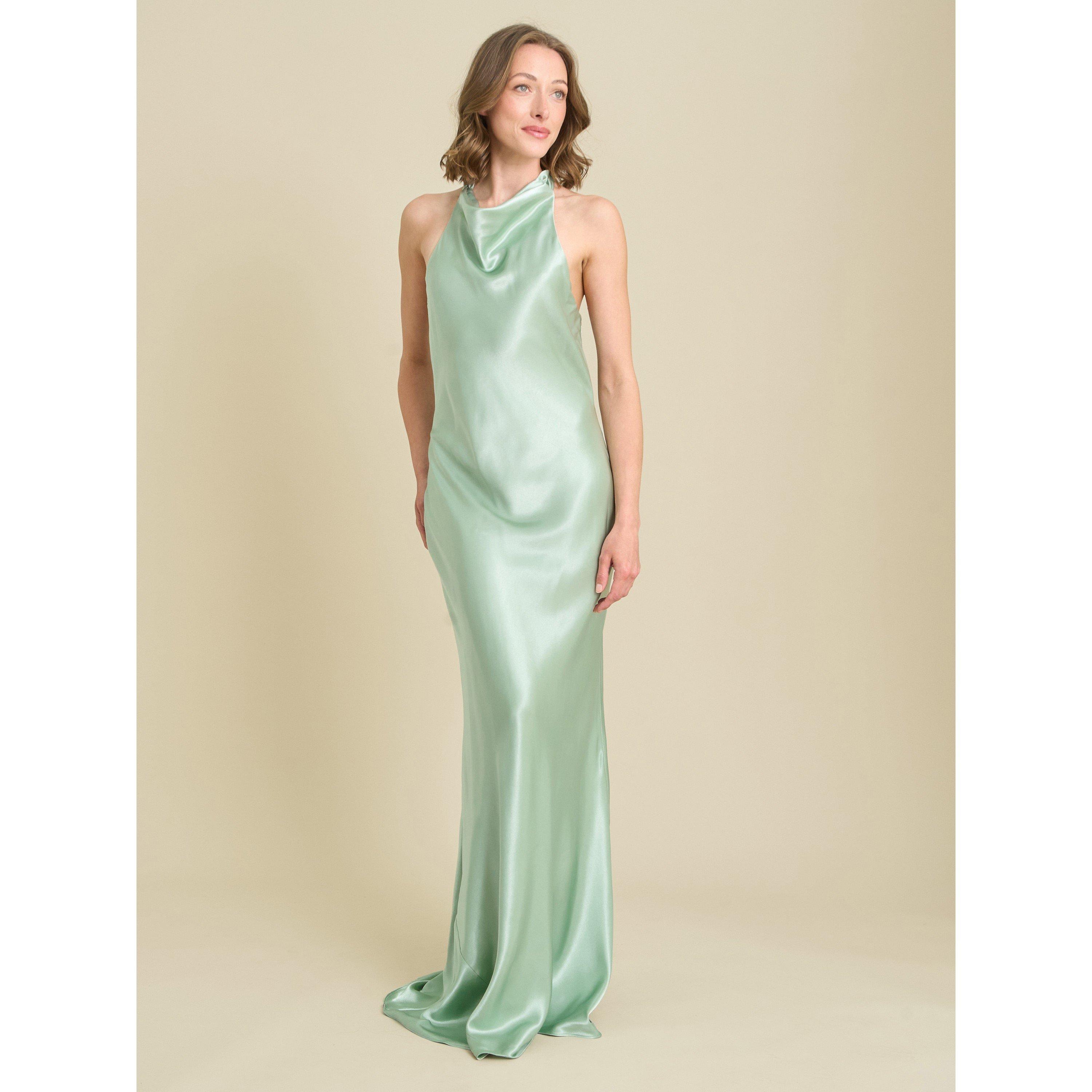 Sage - Gina Bacconi - Chassidy Satin Halter Neck Maxi Dress - 3
