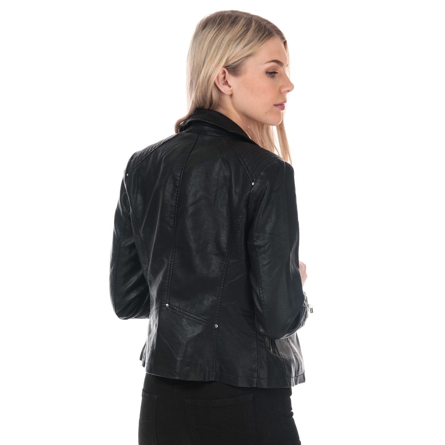 Black - Only - Gemma Faux Leather Biker Jacket - 2
