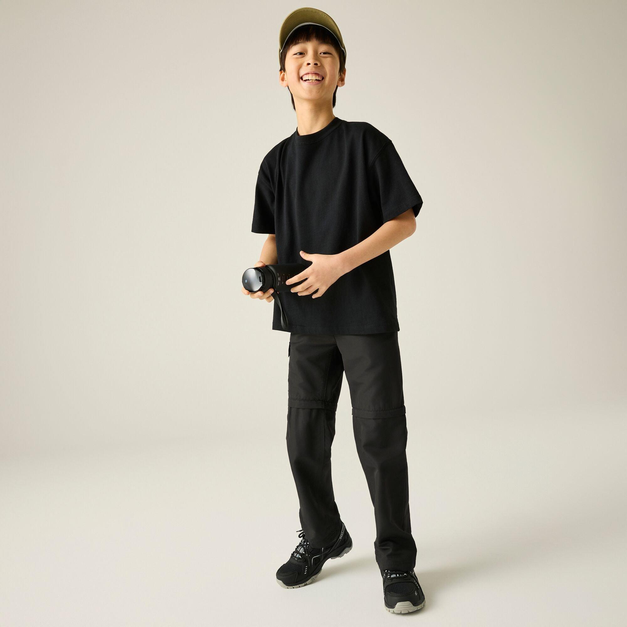 Black - Regatta - Kids Sorcer Zip Off III Quick-Drying Trousers - 3