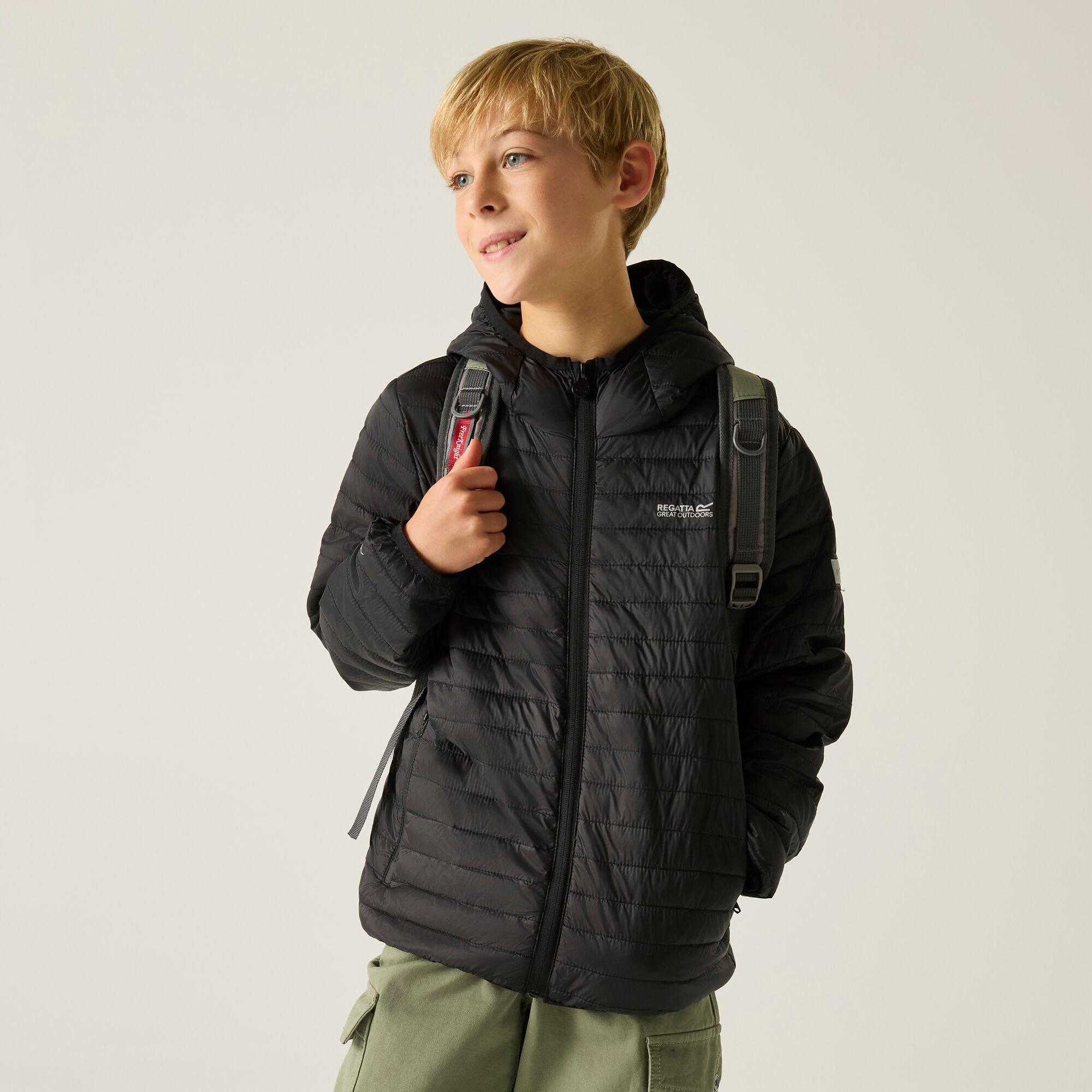 Regatta  Kids Kids Hooded Hillpack Water-Repellent Jacket - Black - 13 Years