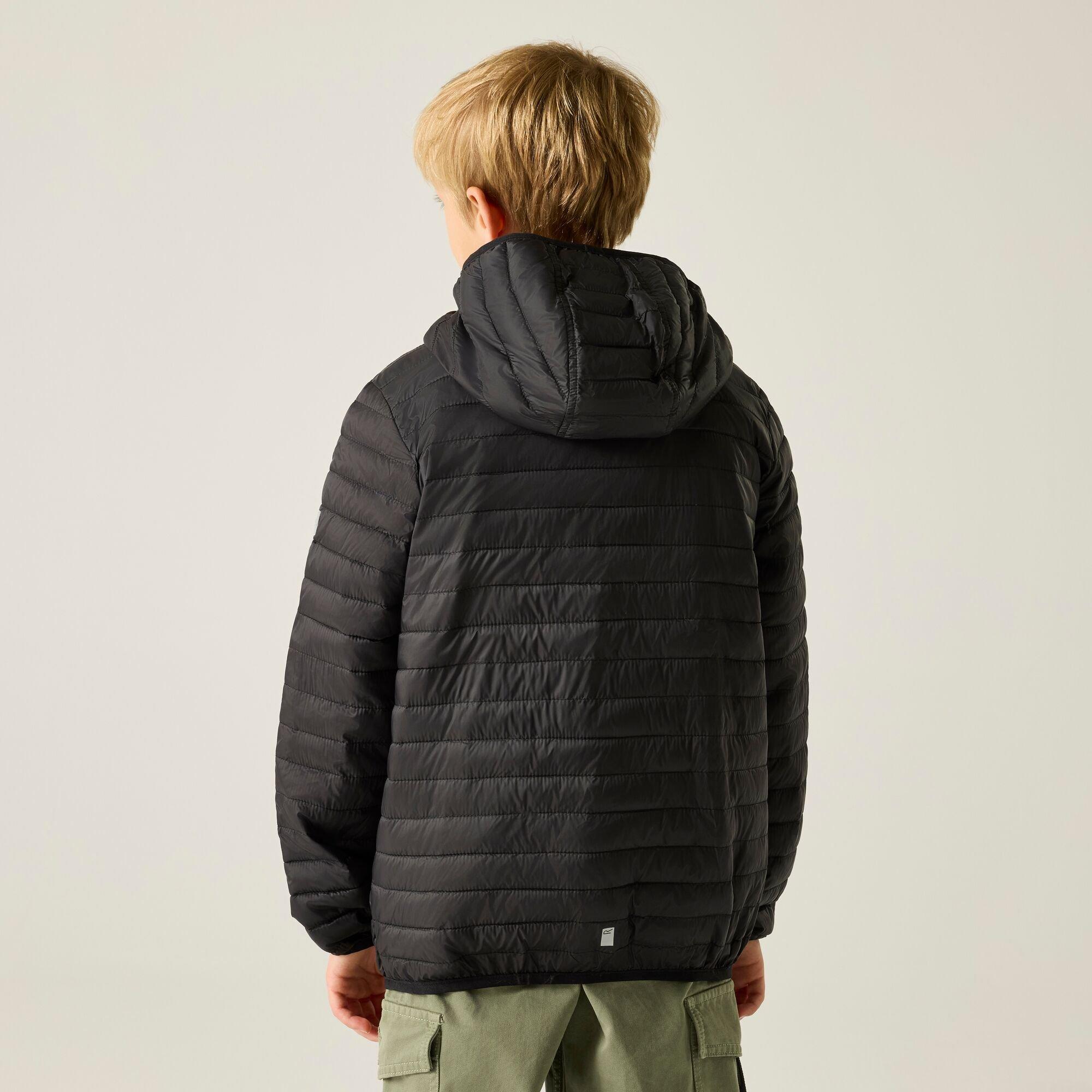 Black - Regatta - Kids Hooded Hillpack Water-Repellent  Jacket - 2