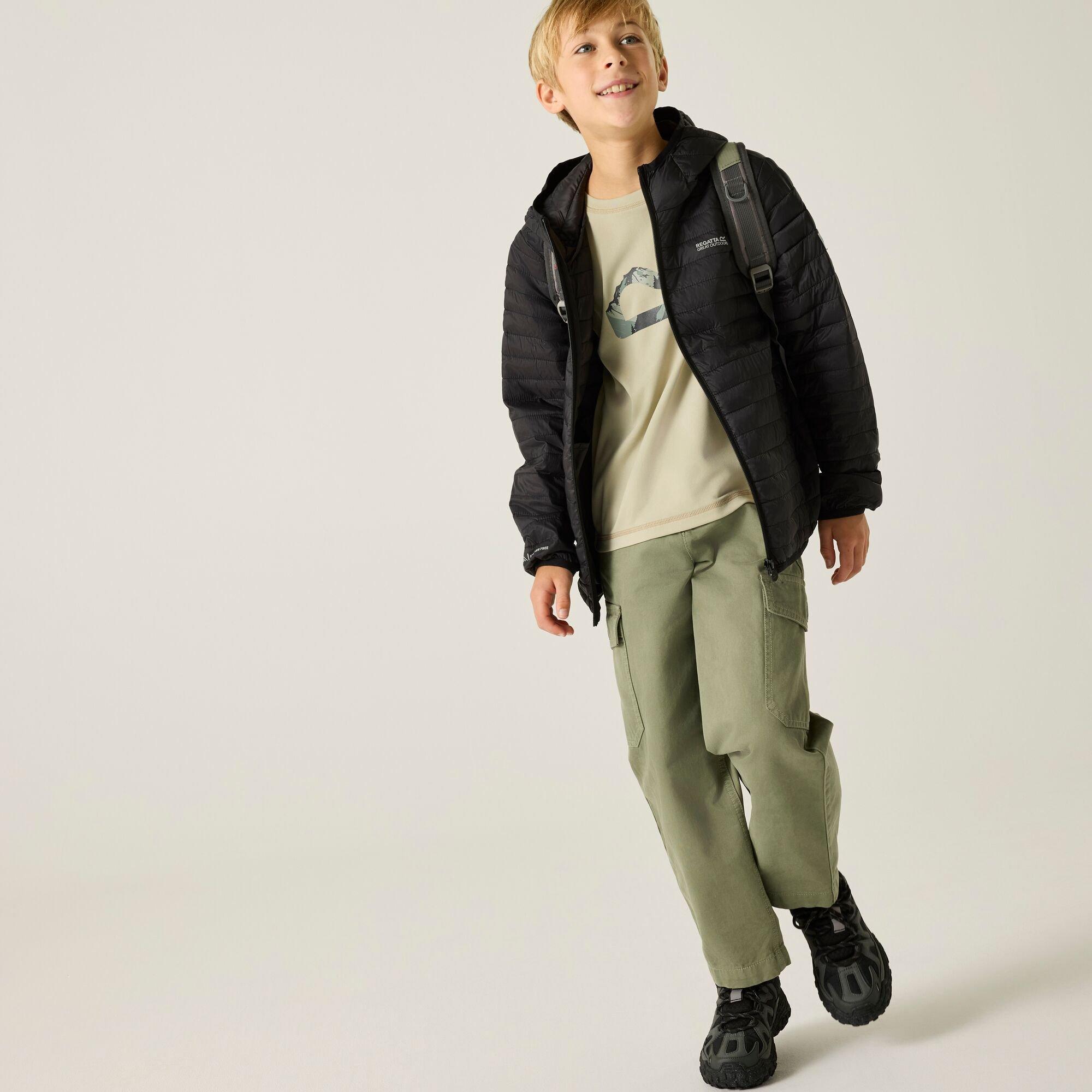 Black - Regatta - Kids Hooded Hillpack Water-Repellent  Jacket - 3