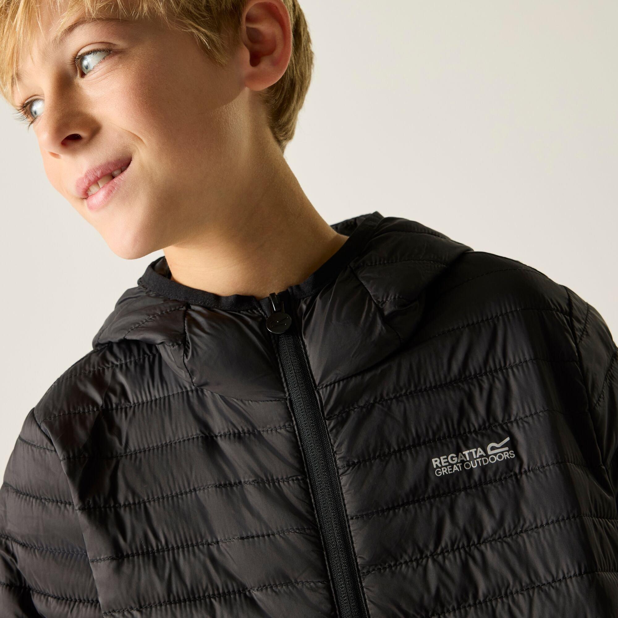 Black - Regatta - Kids Hooded Hillpack Water-Repellent  Jacket - 5