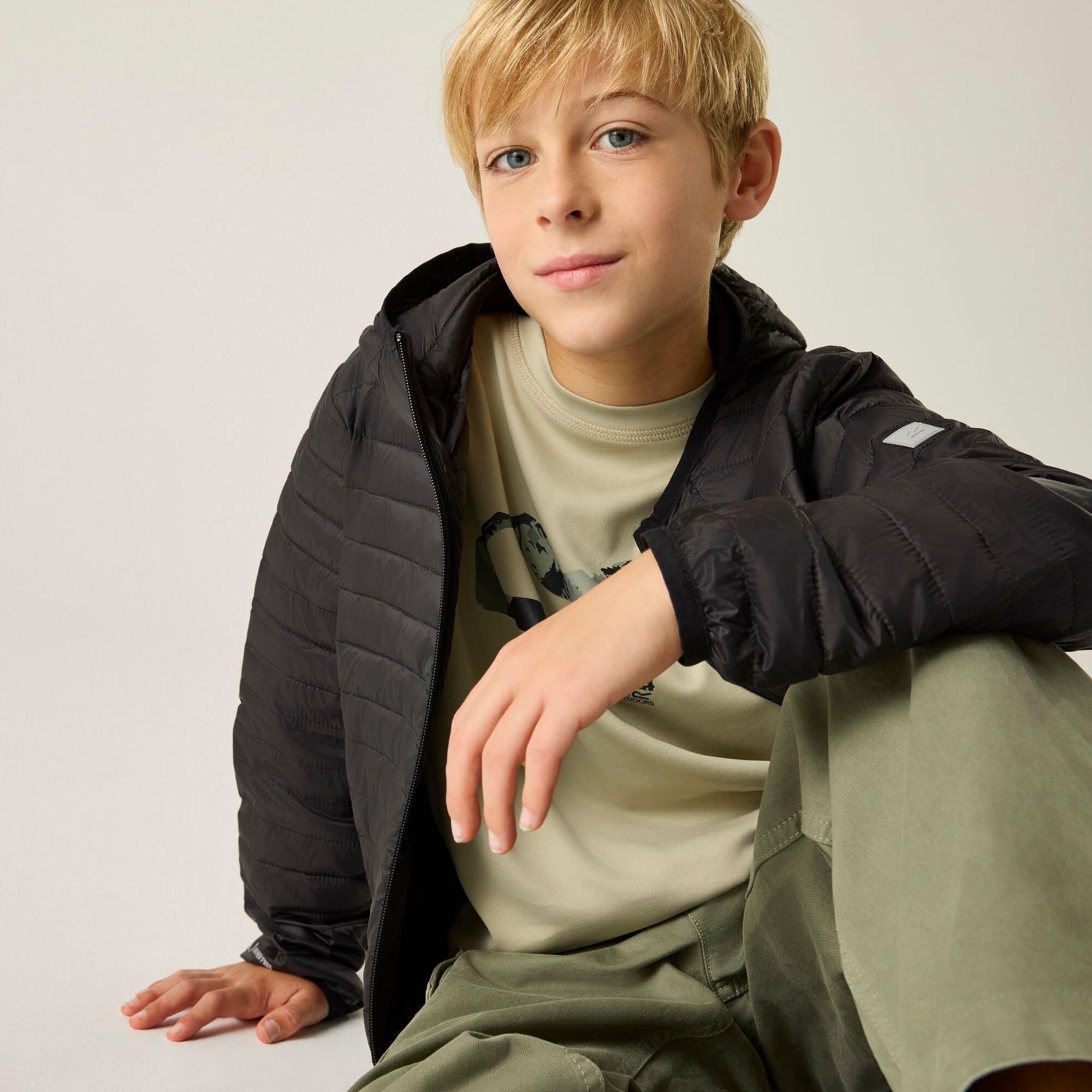 Black - Regatta - Kids Hooded Hillpack Water-Repellent  Jacket - 7