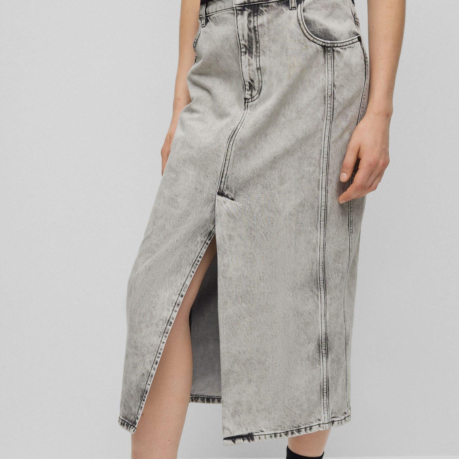 Grey - Hugo - Women's Gadina Denim Midi Skirt - 3