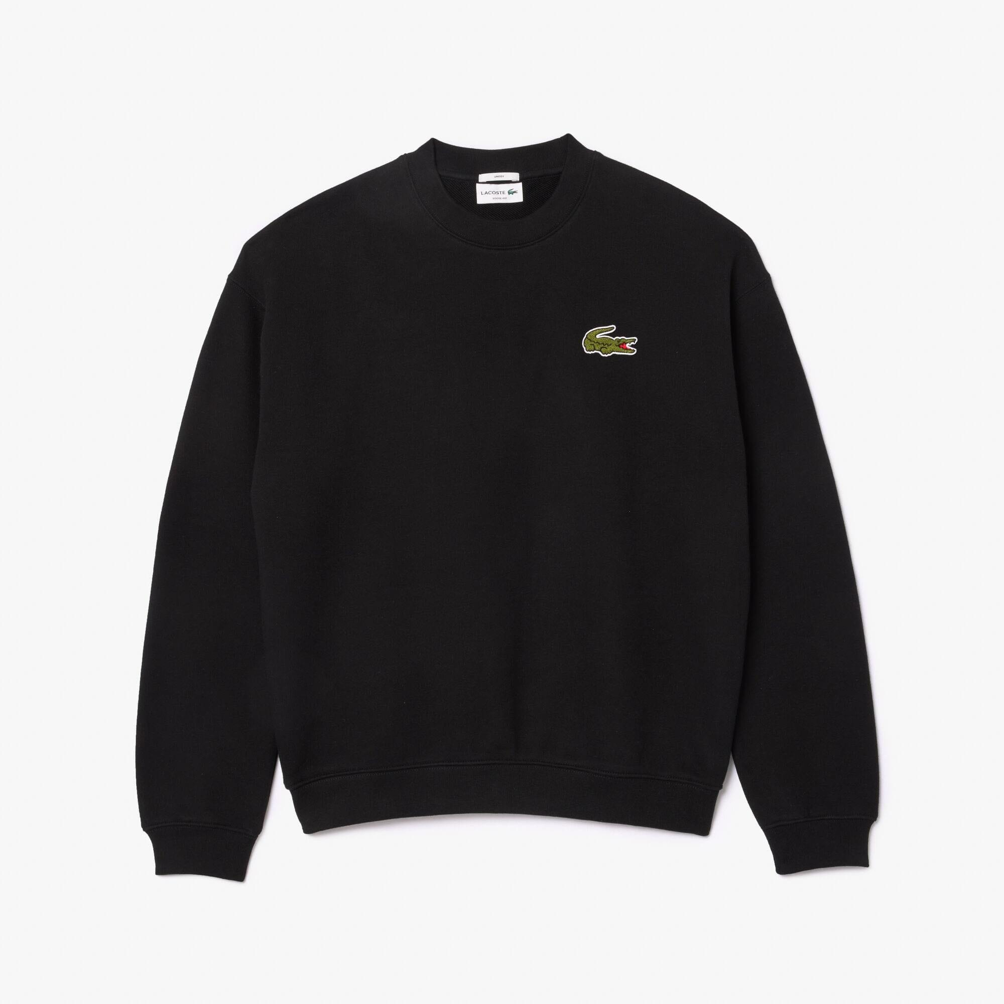 Black - Lacoste - Loose-Fit Badge Accent Fleece Sweatshirt - 1