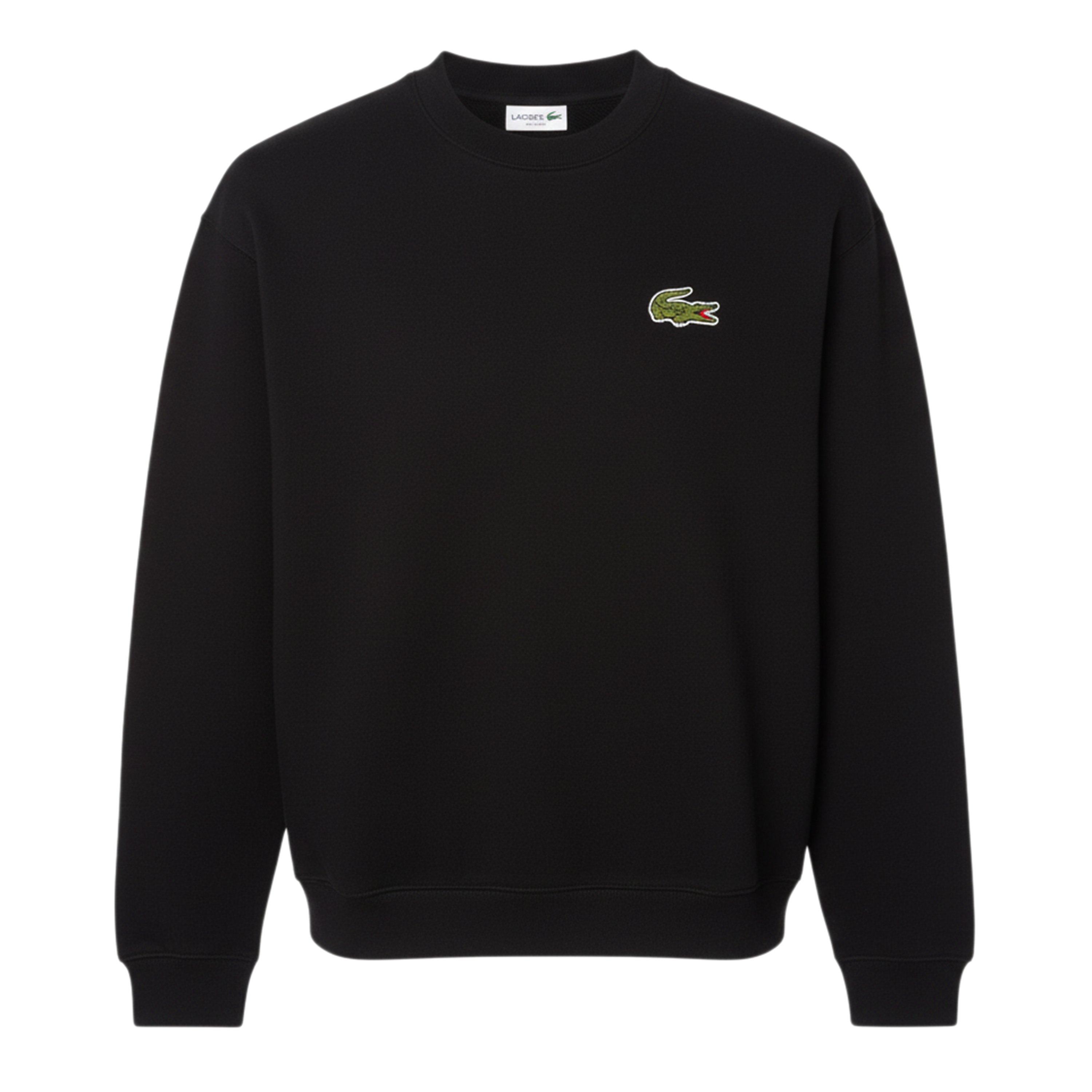 Black - Lacoste - Loose-Fit Badge Accent Fleece Sweatshirt - 1
