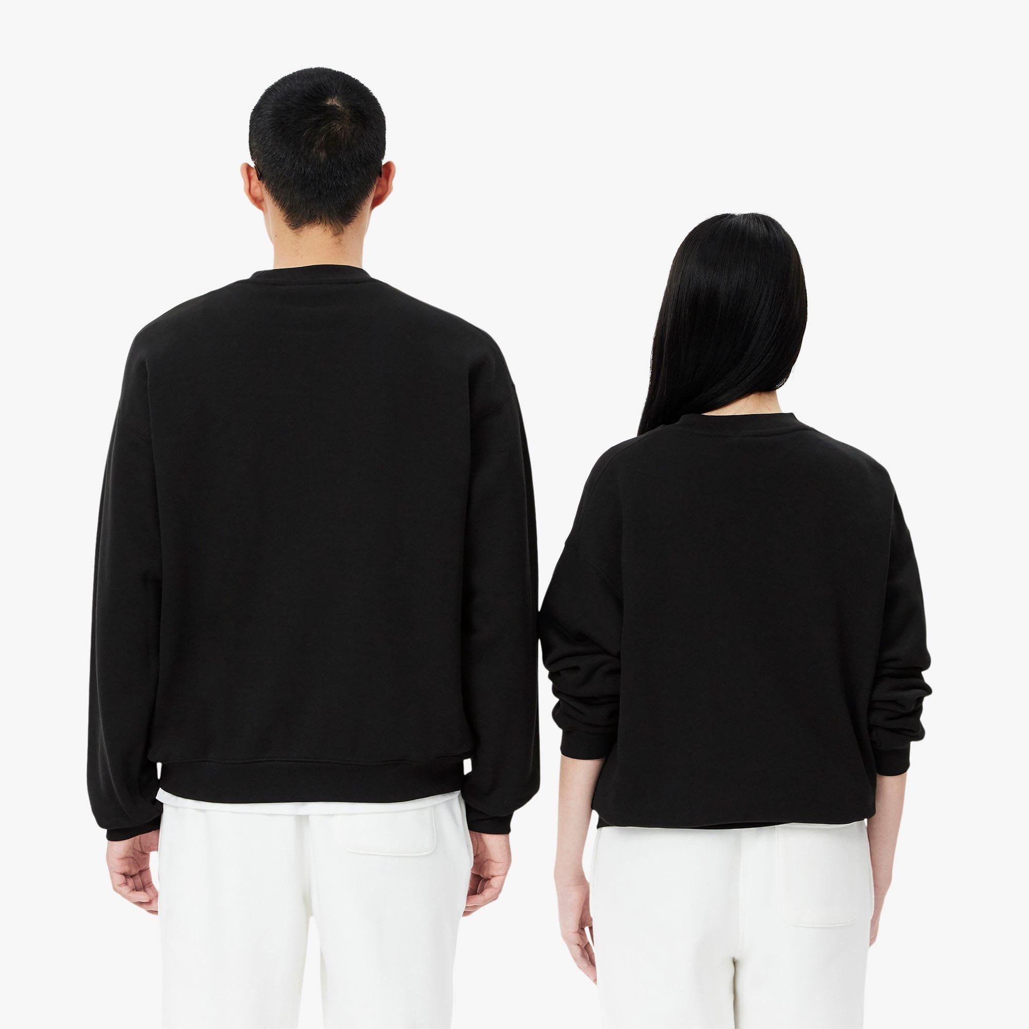 Black - Lacoste - Loose-Fit Badge Accent Fleece Sweatshirt - 3