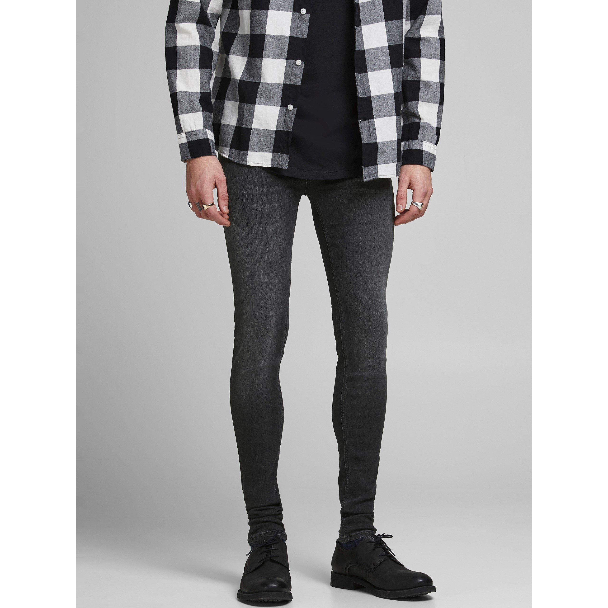 Black Denim - Jack and Jones - Men's Spray On Super Skinny Jeans - 1