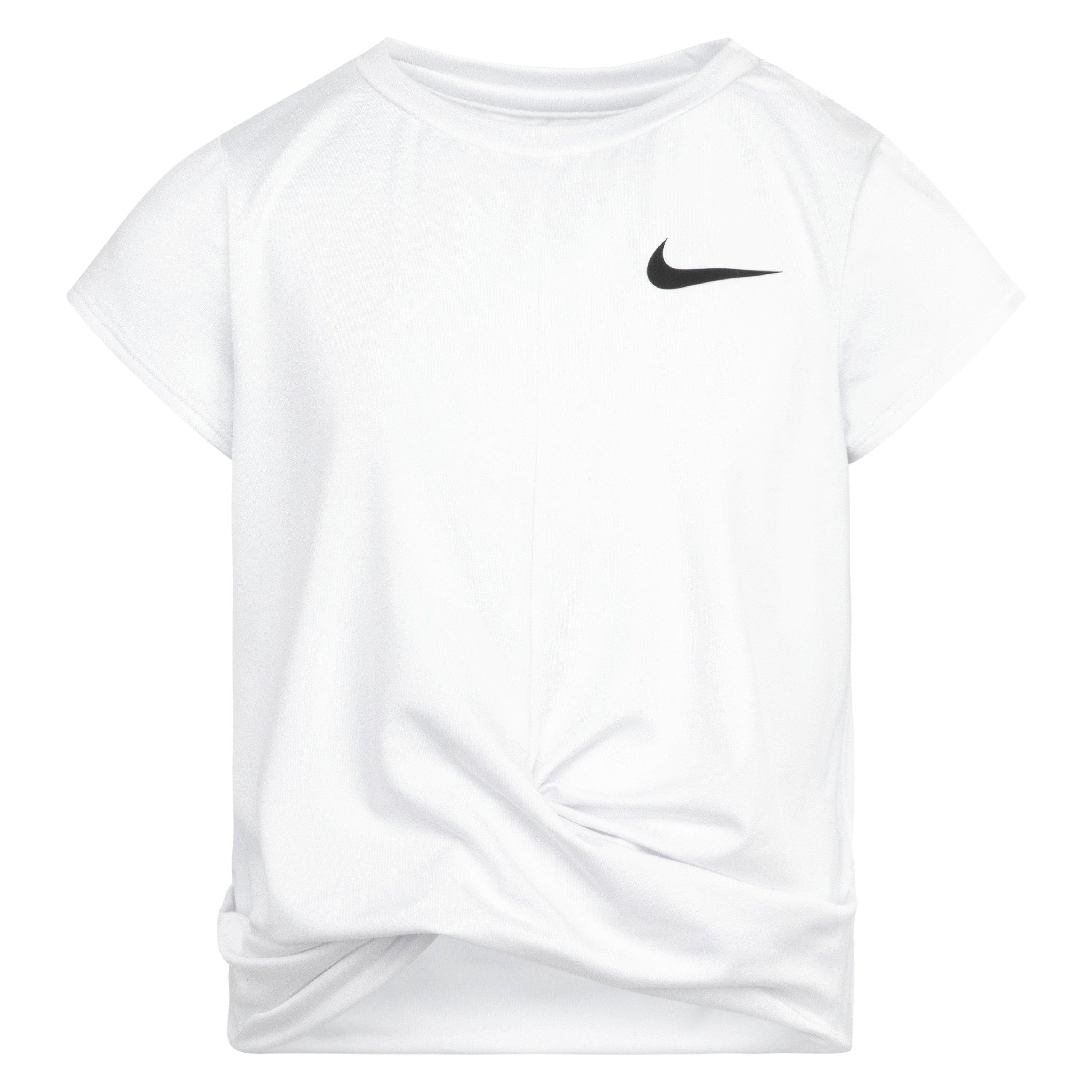 White - Nike - Kids' All Day Play Twist Hem T-Shirt - 1