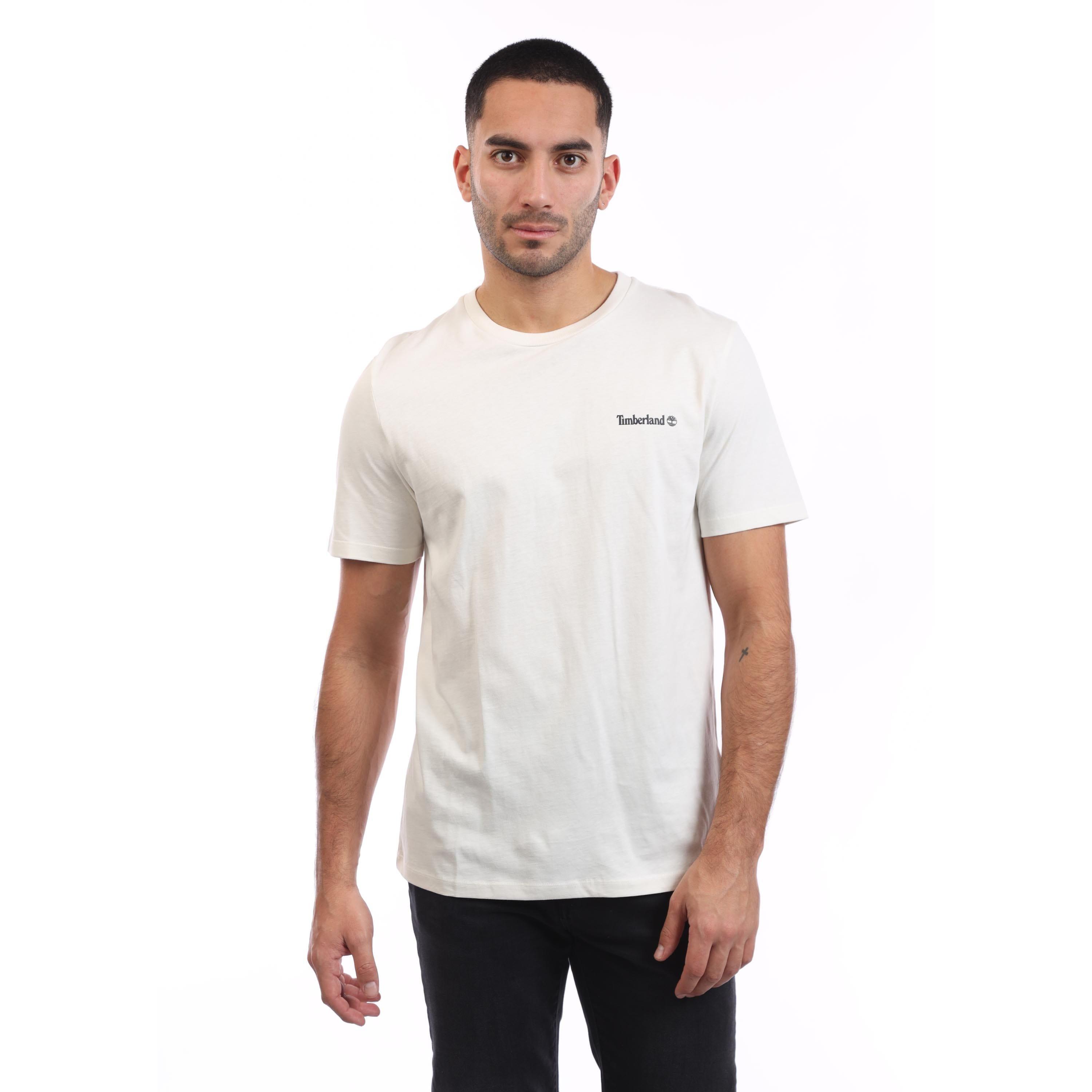 Beige - Timberland - Small Linear Logo Print T-Shirt - 1