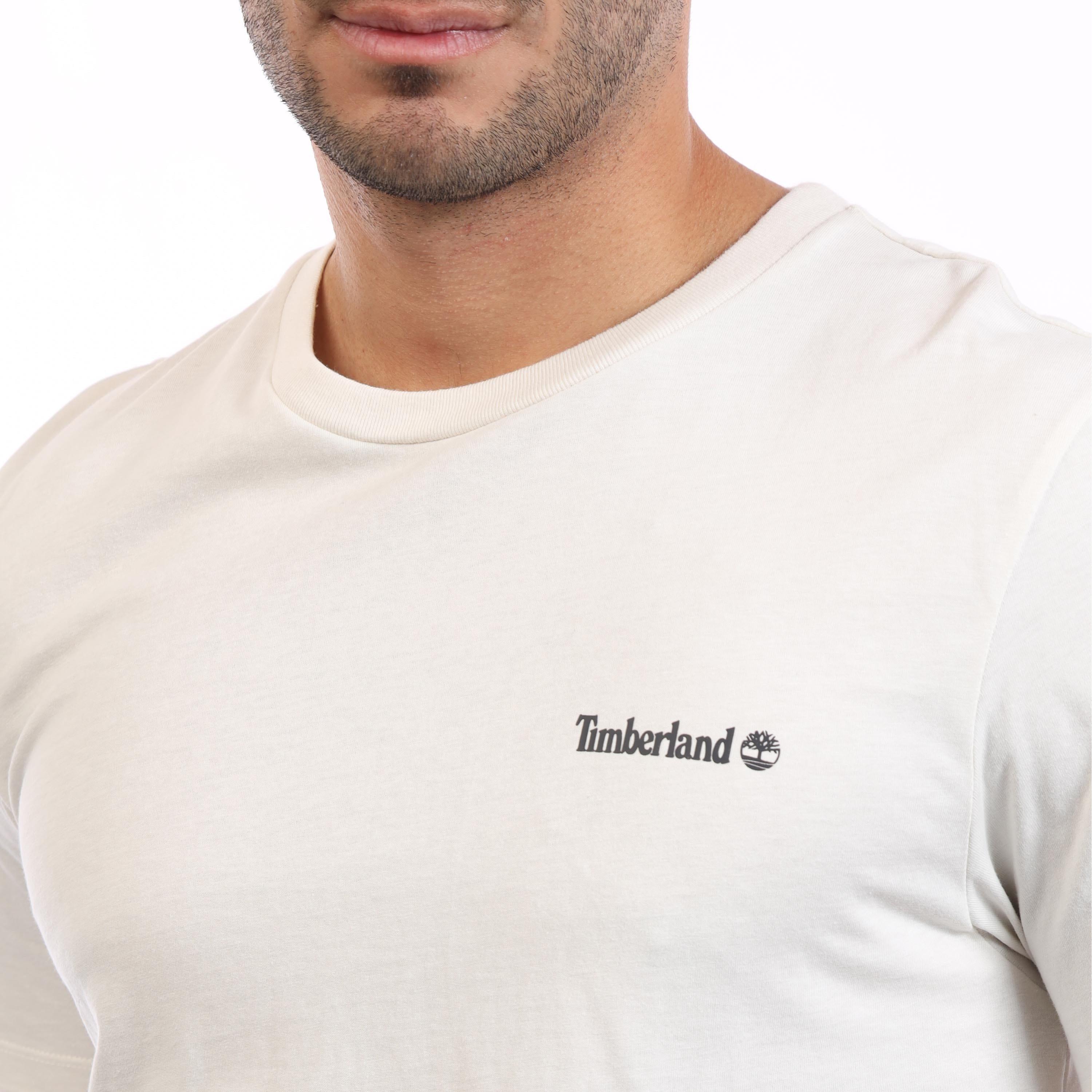 Beige - Timberland - Small Linear Logo Print T-Shirt - 3