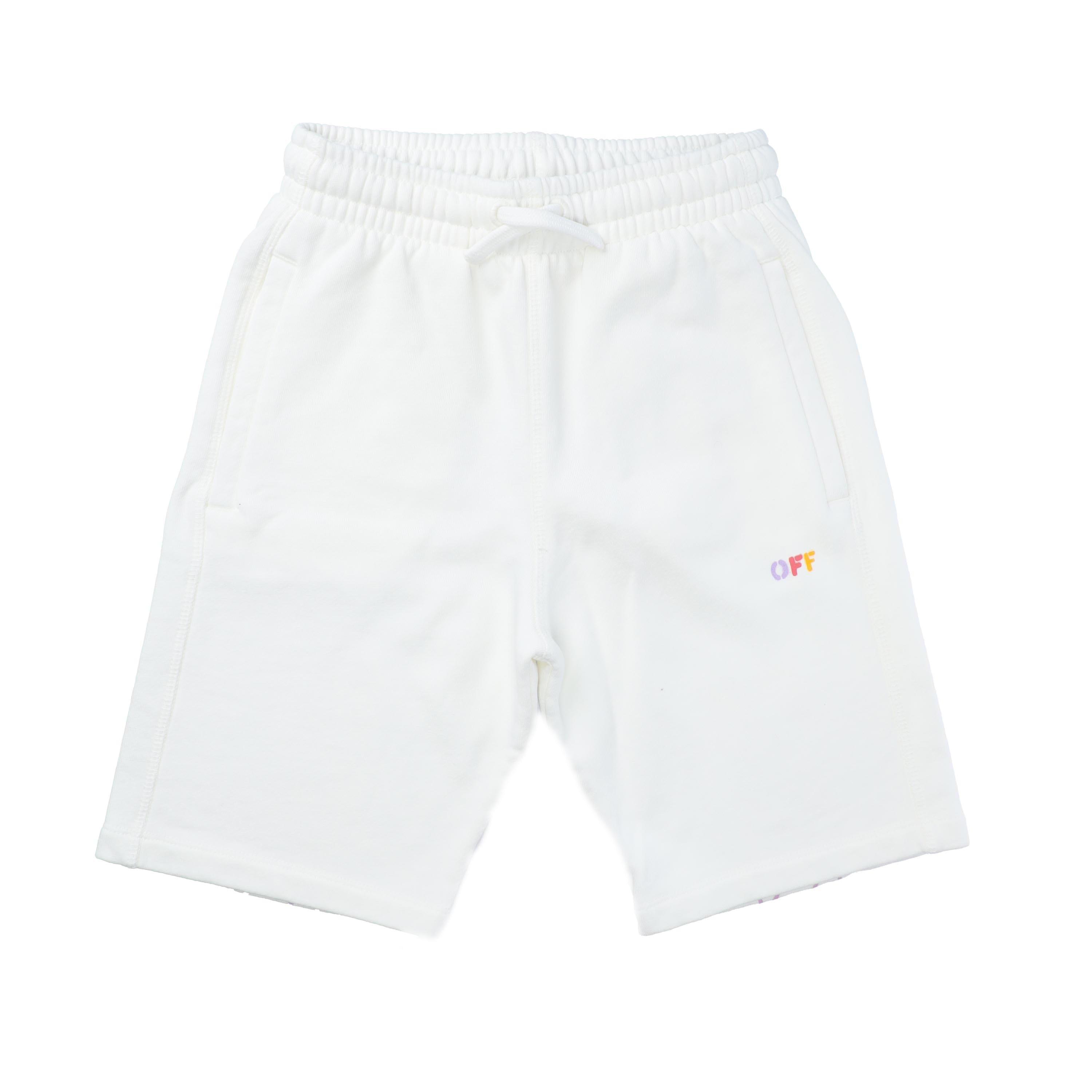 White - Off White - Diagonal Rainbow Sweat Shorts - 1