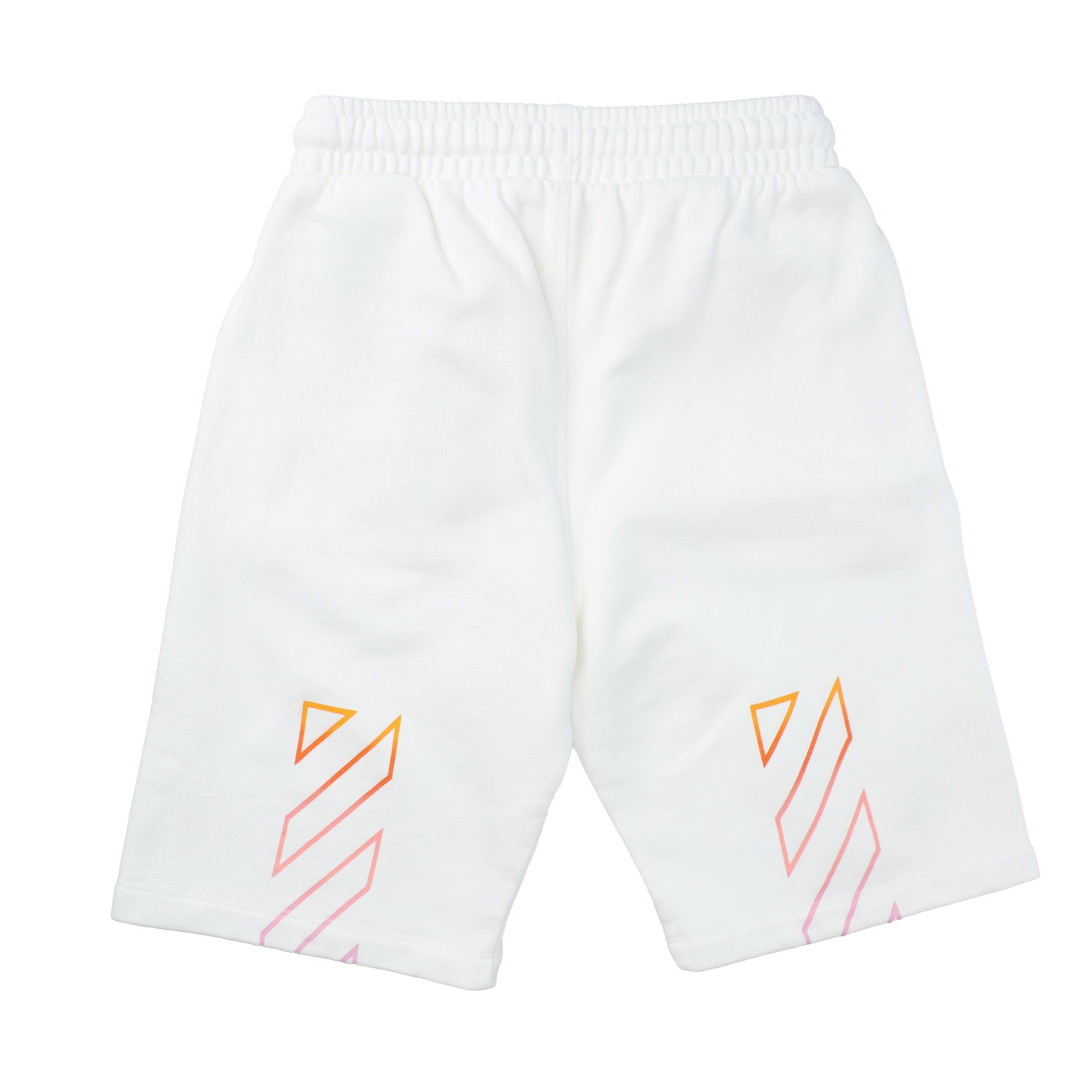White - Off White - Diagonal Rainbow Sweat Shorts - 2