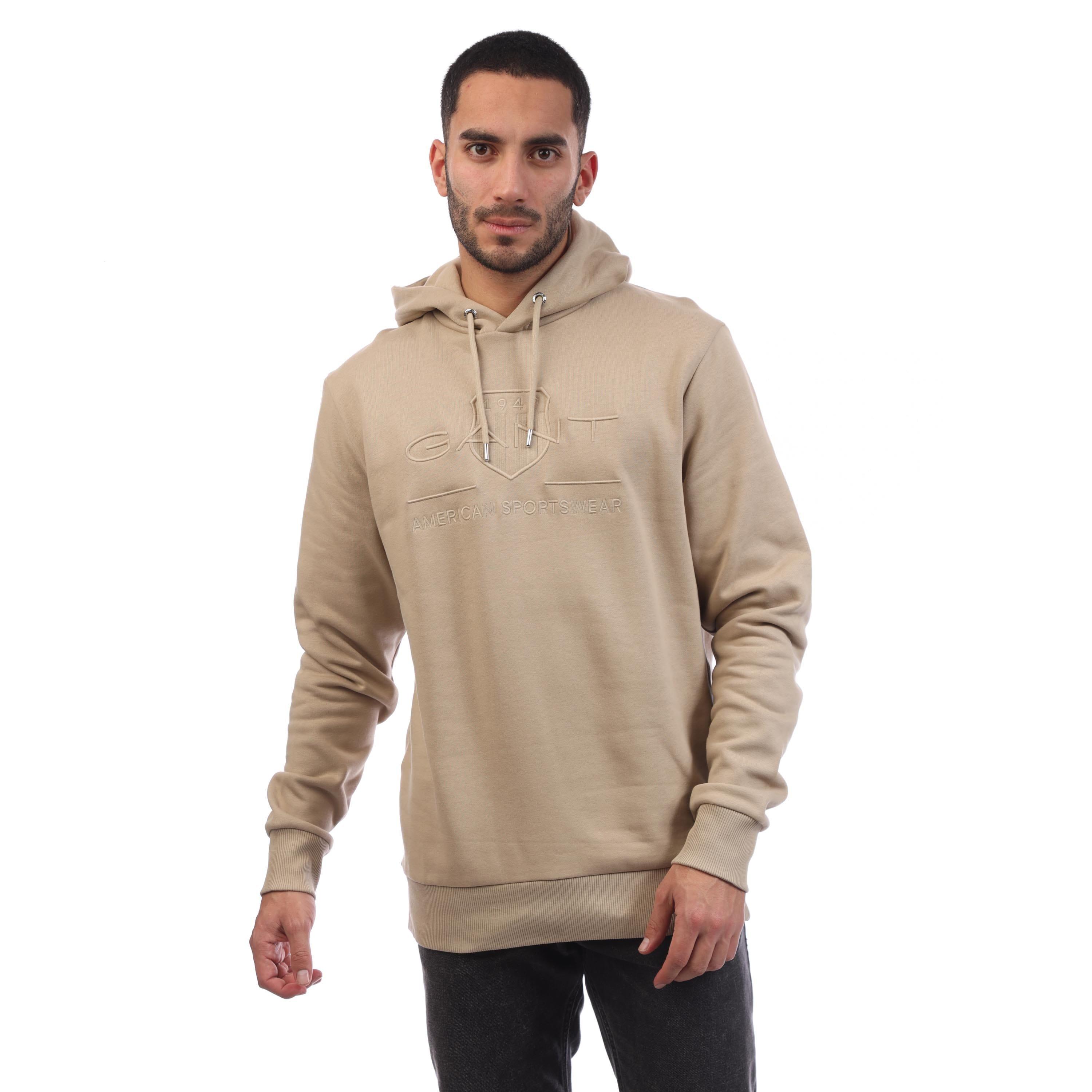Beige - Gant - Tonal Archive Shield Hoodie - 1